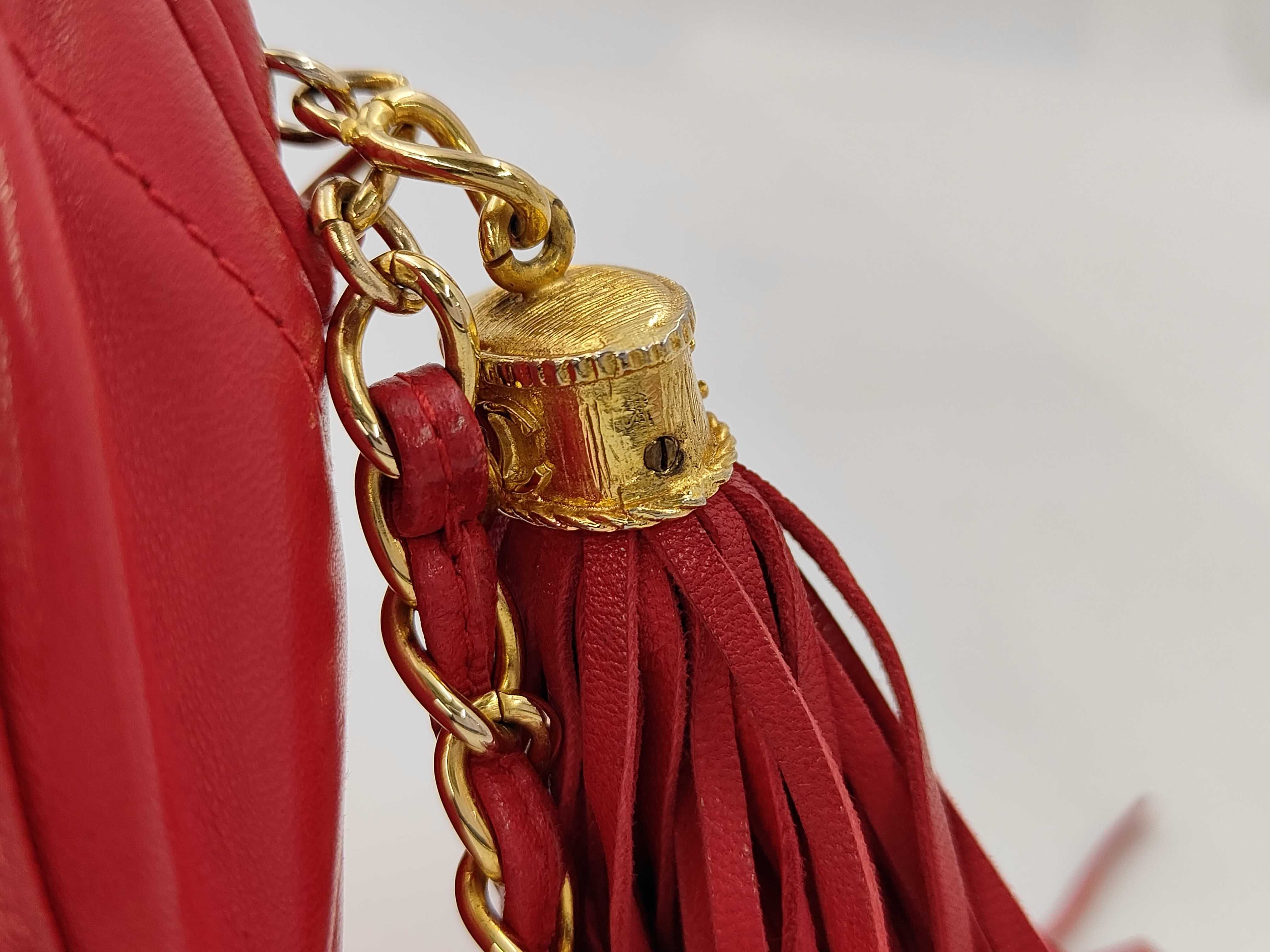 Matelassé Lambskin Fringe Shoulder Bag (Red with Gold Hardware, Serial Number 0) — view 15