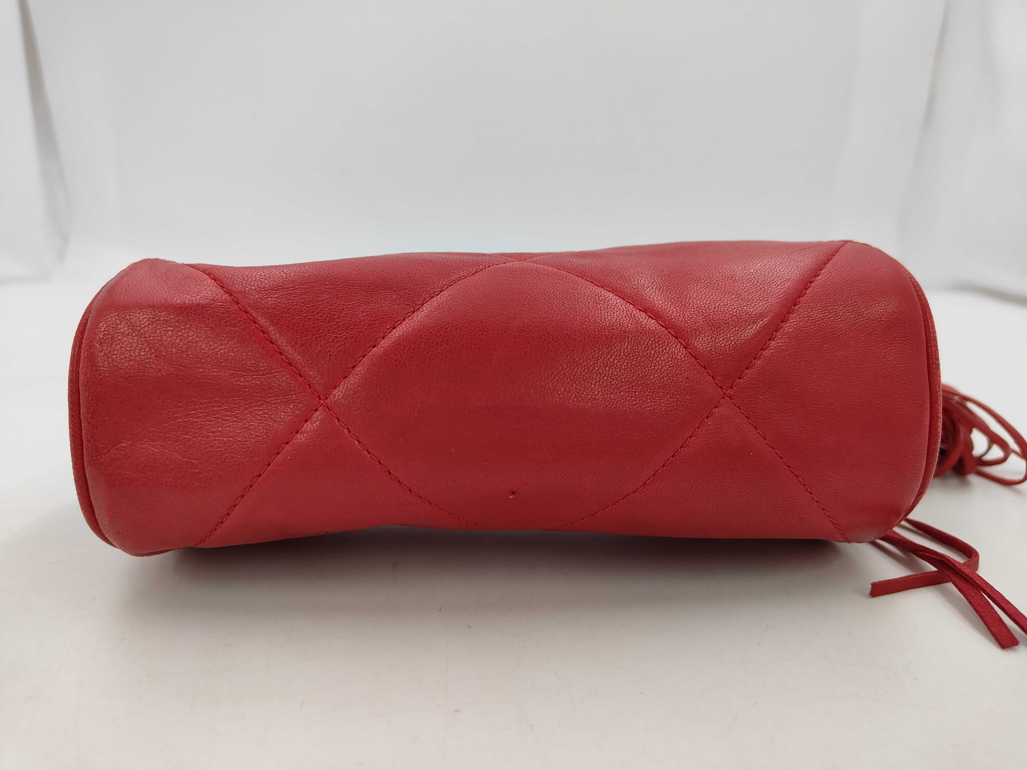 Matelassé Lambskin Fringe Shoulder Bag (Red with Gold Hardware, Serial Number 0) — view 3