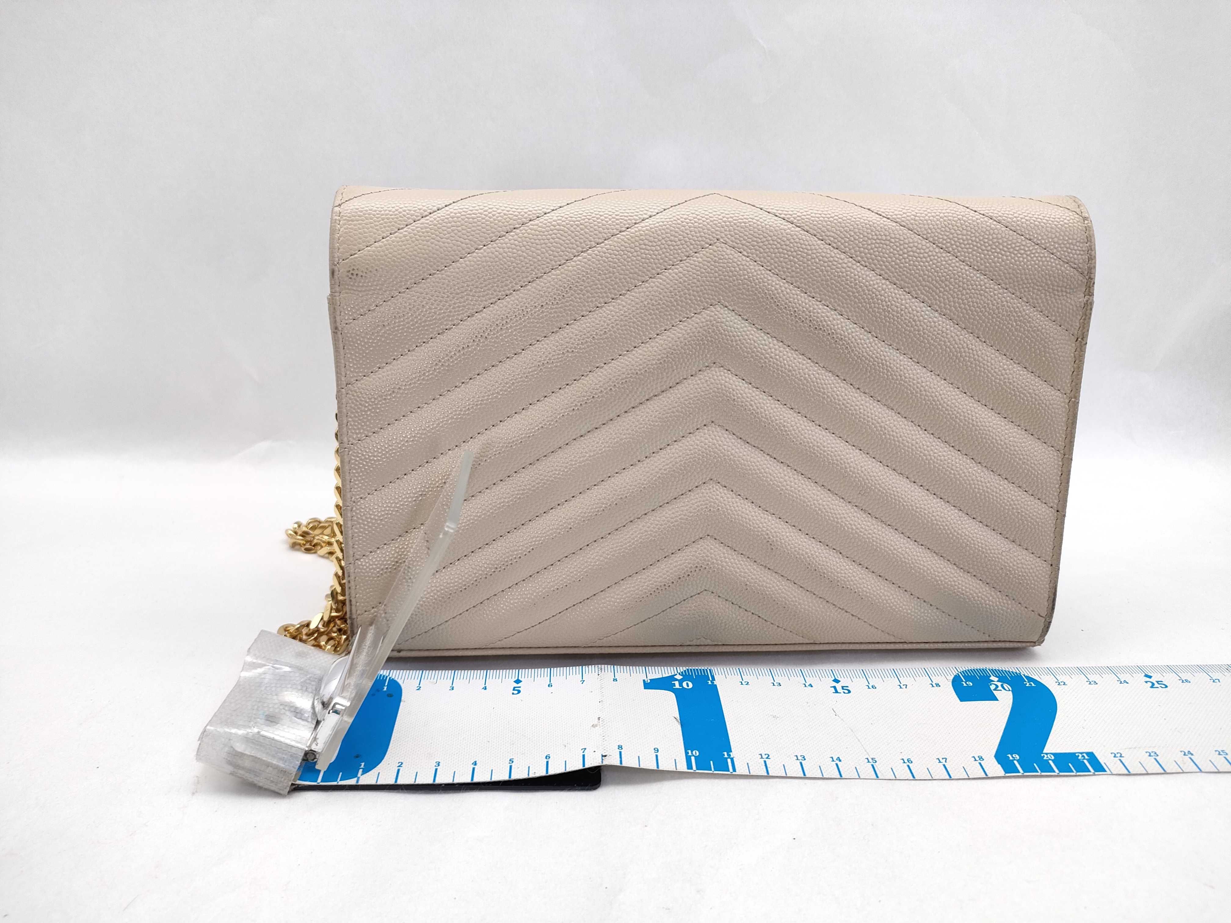 Cassandra Leather Chain Wallet Beige 377828 Shoulder Bag — view 2