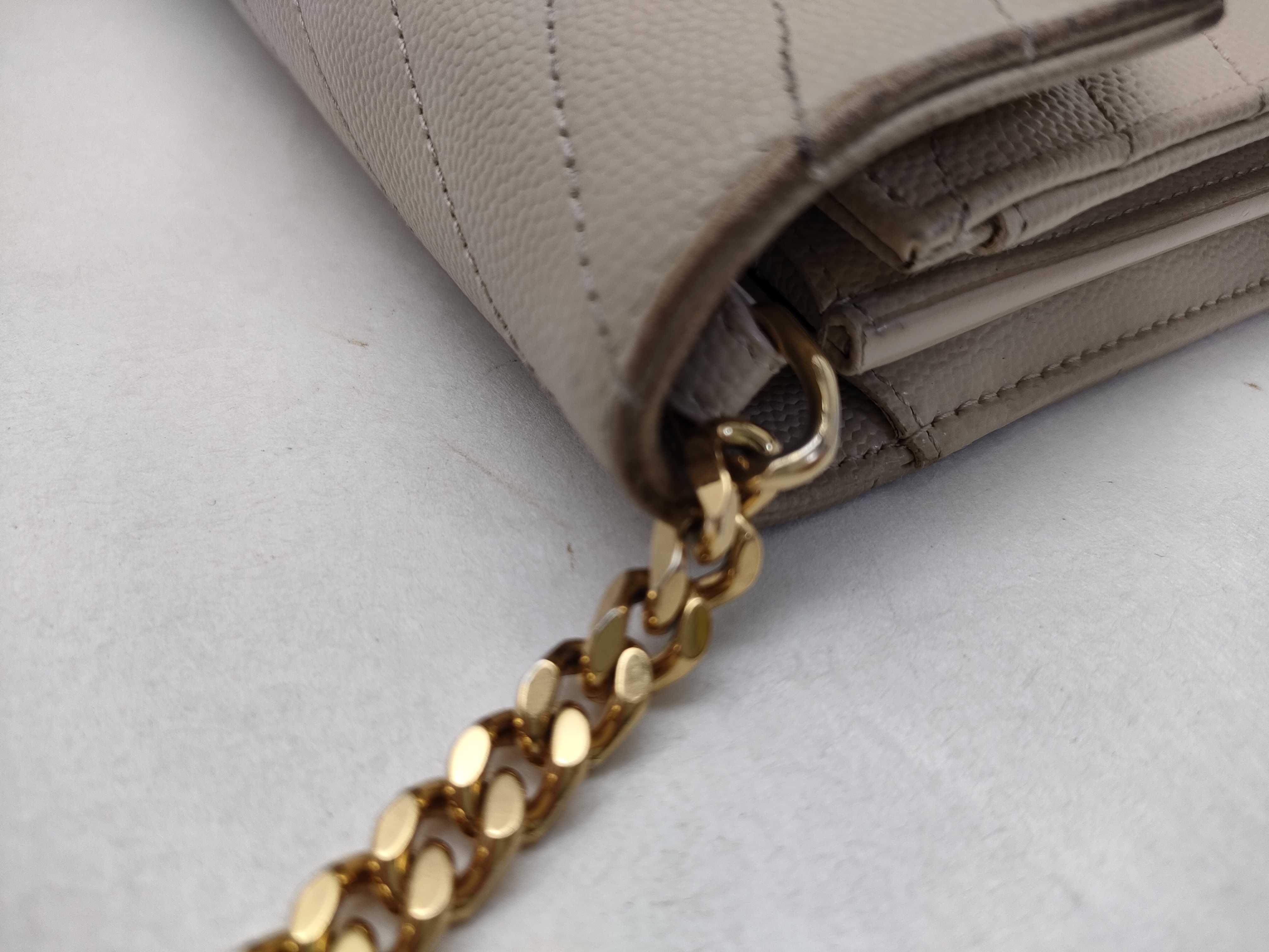 Cassandra Leather Chain Wallet Beige 377828 Shoulder Bag — view 5