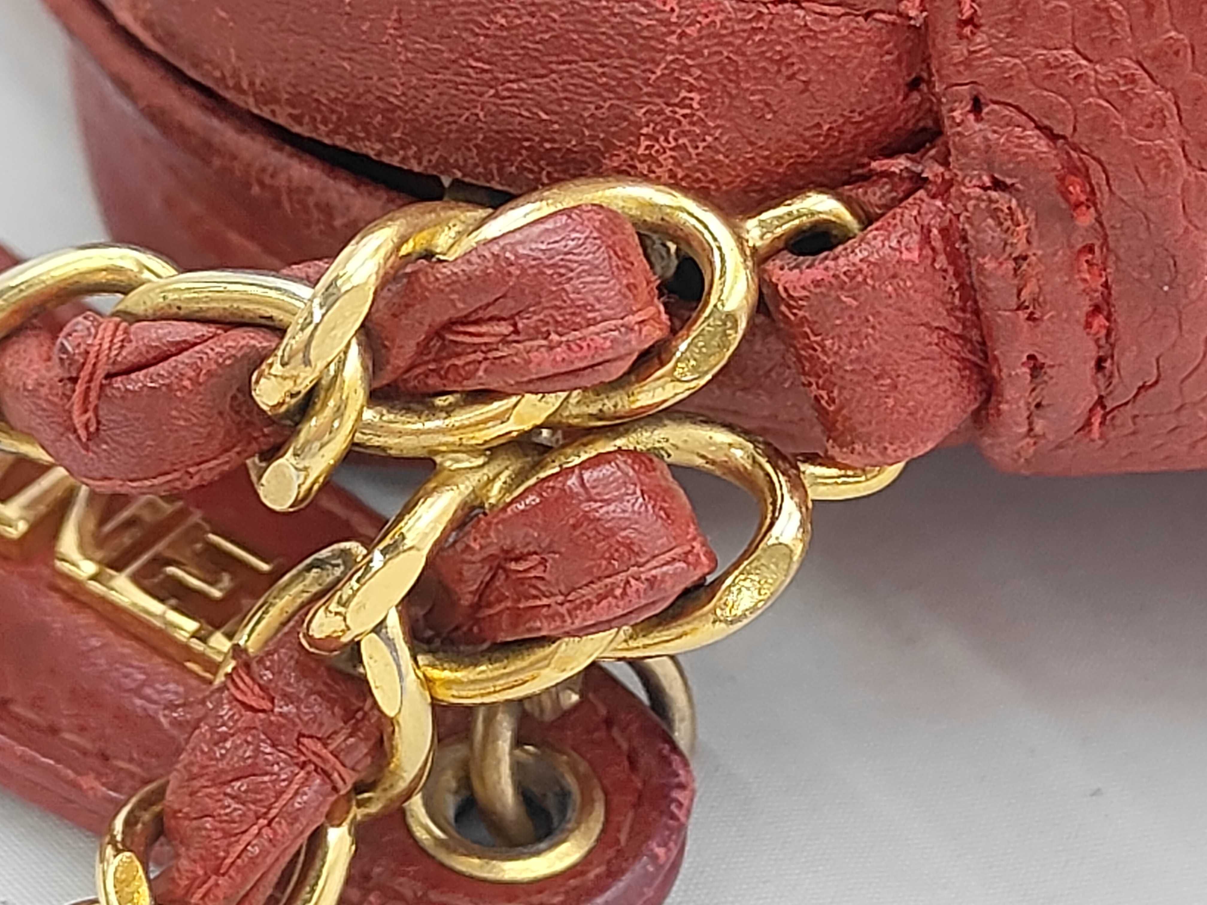 Matelassé Chain Shoulder Bag, Caviar Leather, Red, Gold Hardware — view 5