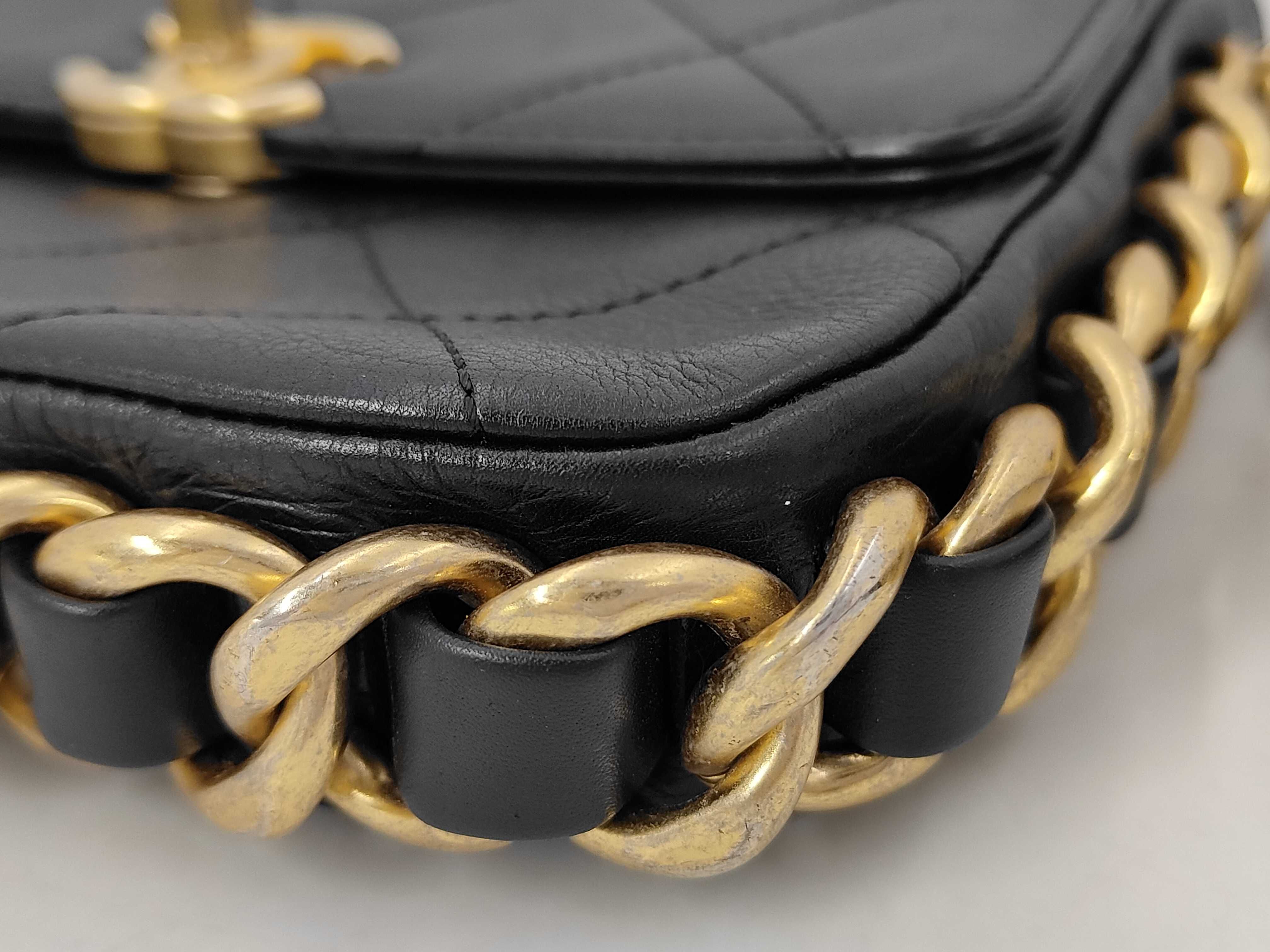 Leather Coco Mark Gold Hardware Shoulder Bag — view 5