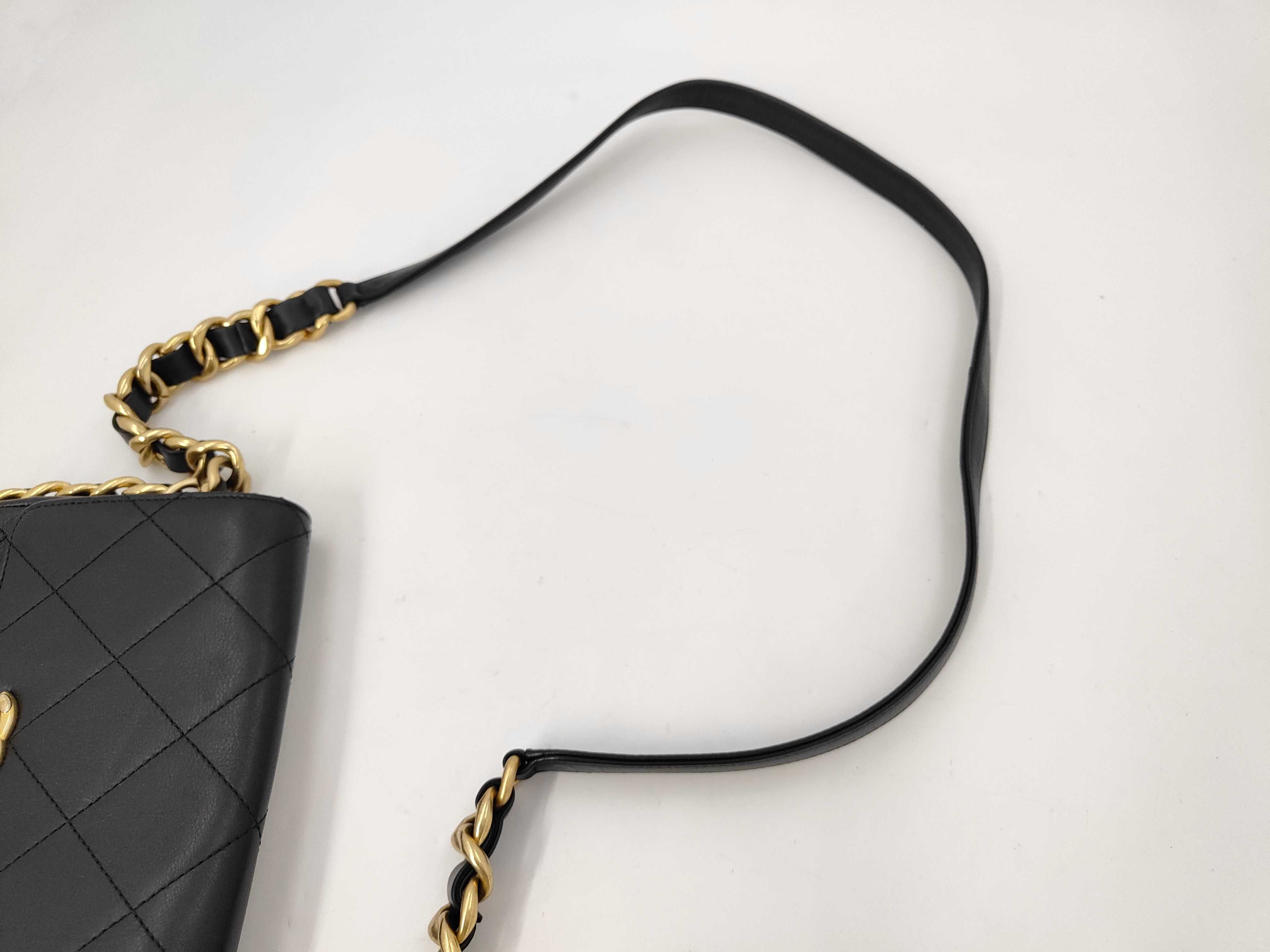 Leather Coco Mark Gold Hardware Shoulder Bag — view 7