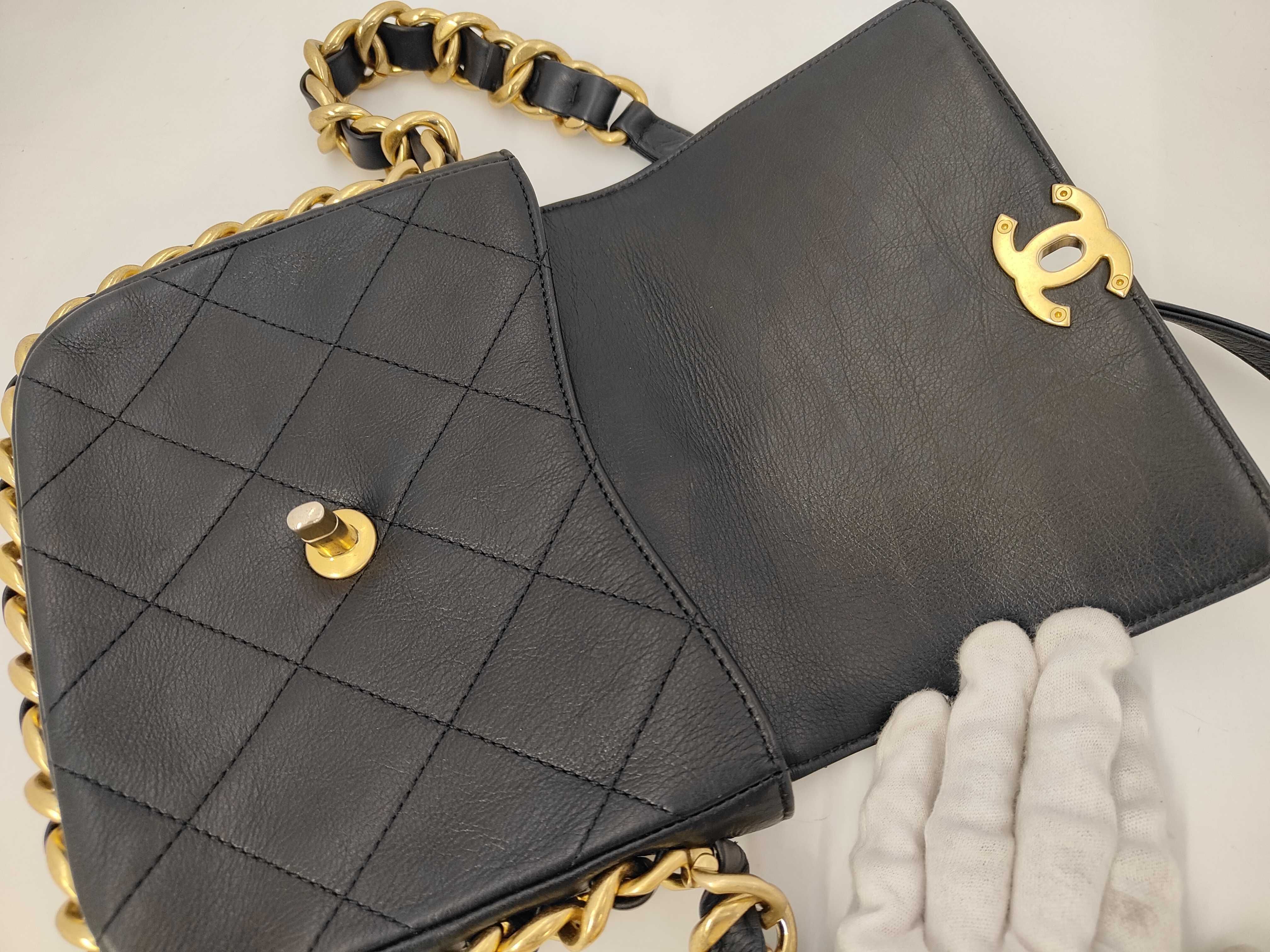 Leather Coco Mark Gold Hardware Shoulder Bag — view 9