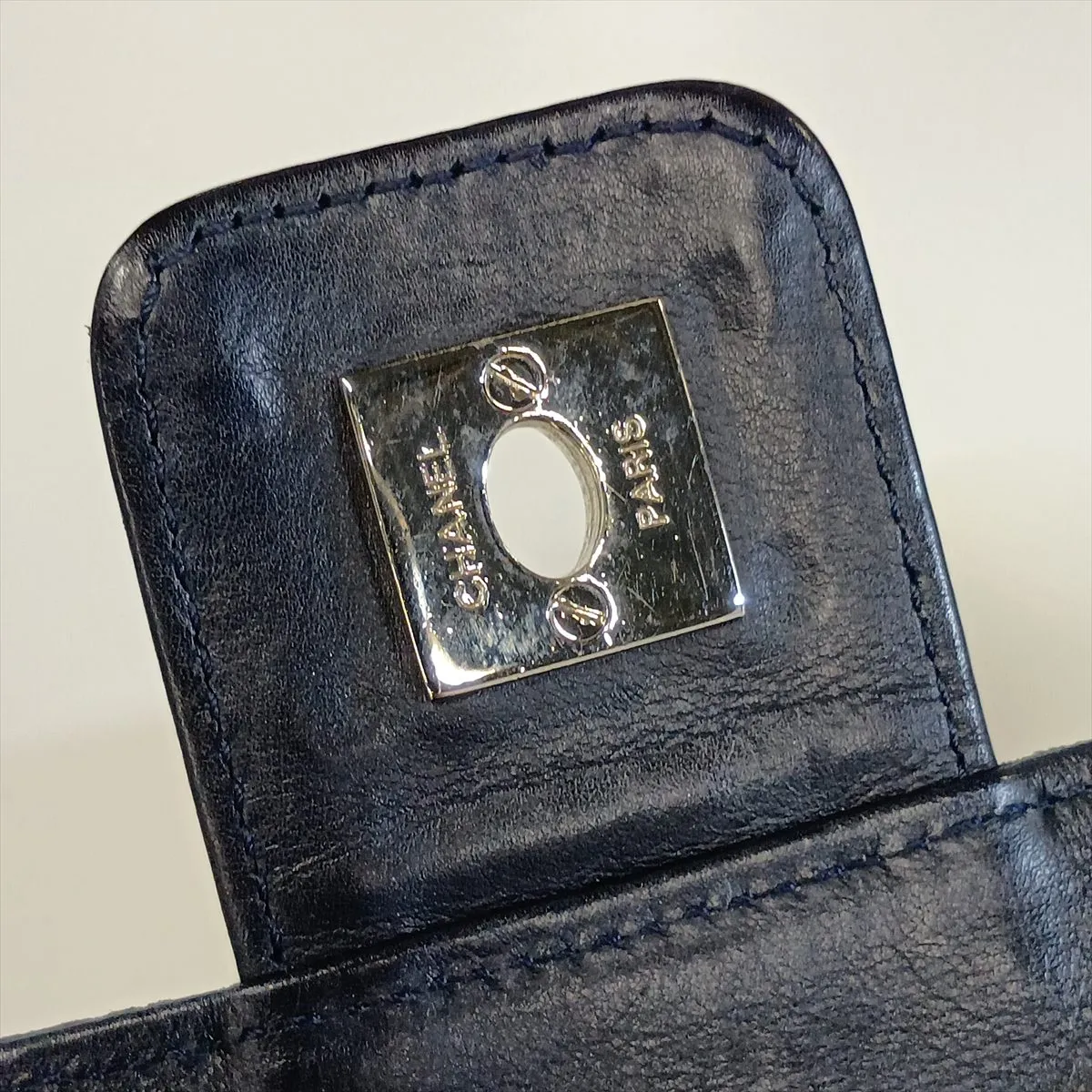 Sport Line Suede x Leather Chain Shoulder Bag, Chocolate Bar (Gray x Navy), Silver Hardware, Item Number 12350634, Series 12 — view 11