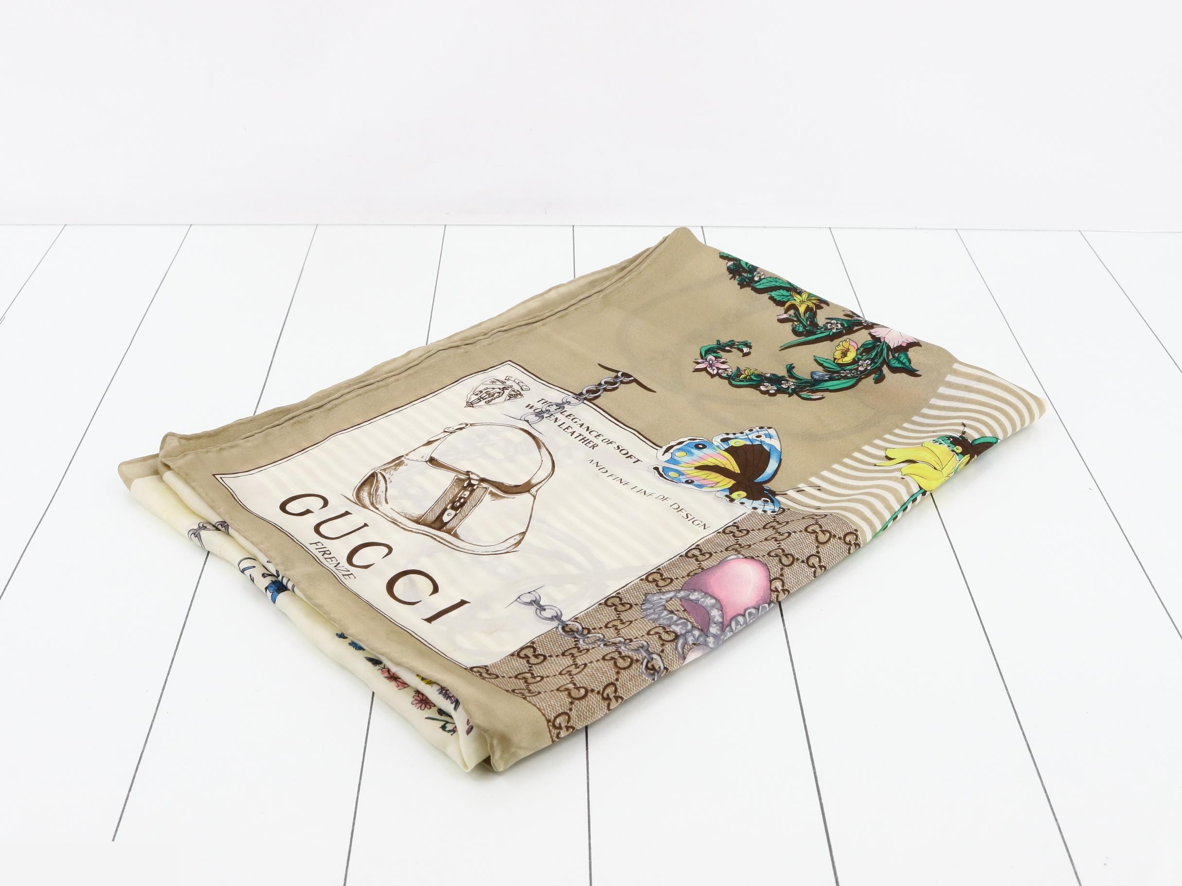 silk scarf, GG pattern, interlocking