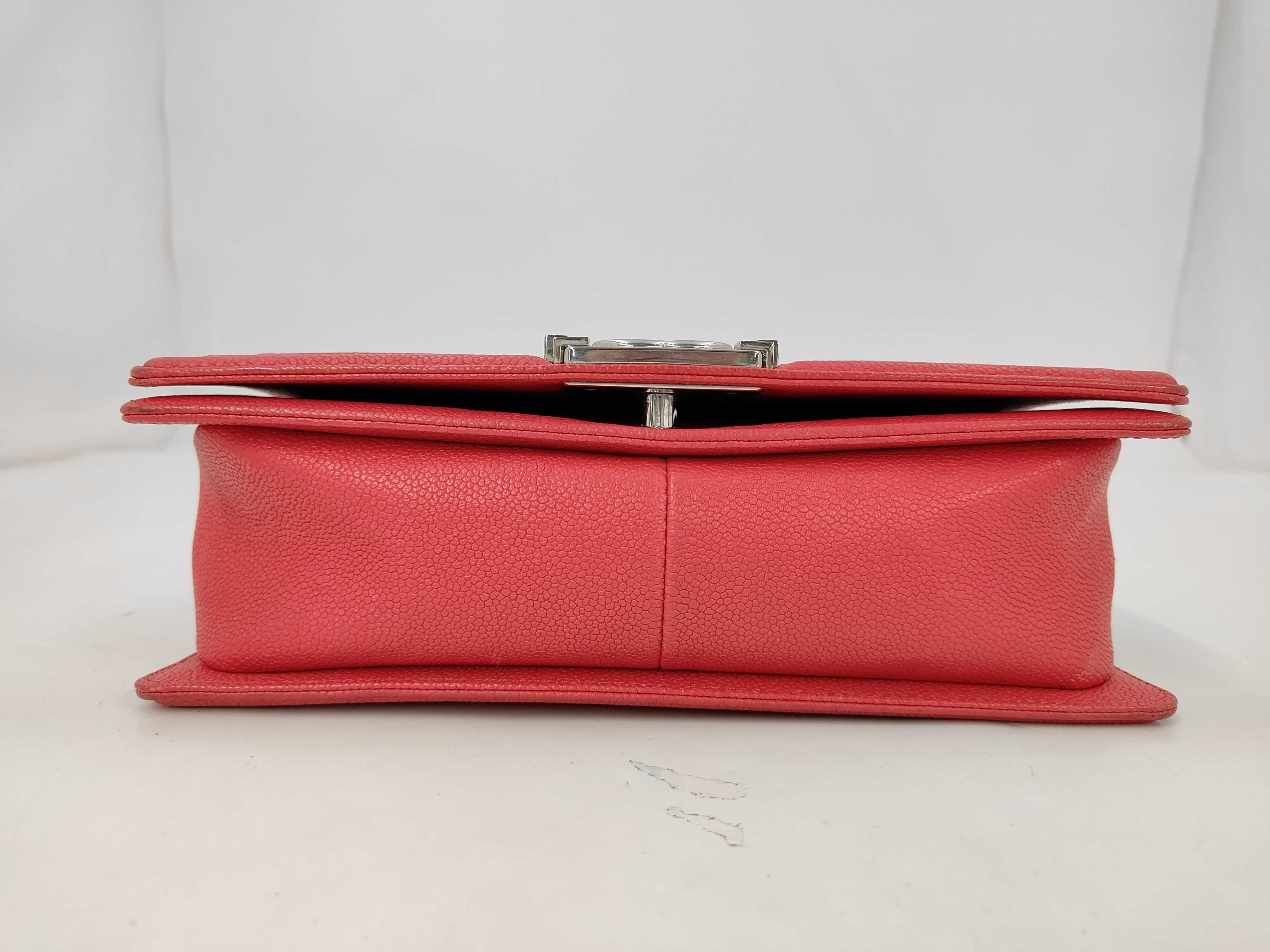 Boy Chanel Caviar Chain Shoulder Bag, Silver Hardware, Red Shoulder Bag — view 3