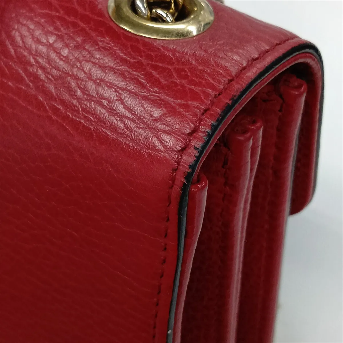 Interlocking G Leather Chain Shoulder Bag, Red, 510304 (Outlet) — view 15