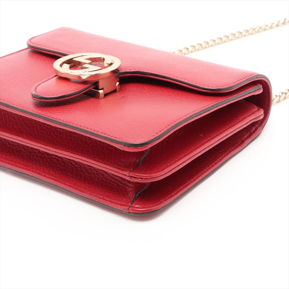 Interlocking G Leather Chain Shoulder Bag, Red, 510304 (Outlet) — view 3