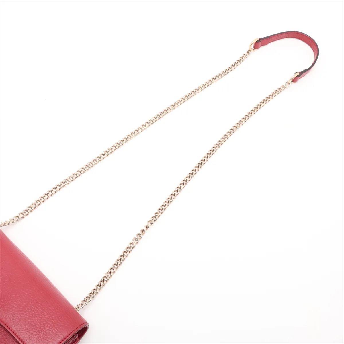 Interlocking G Leather Chain Shoulder Bag, Red, 510304 (Outlet) — view 5