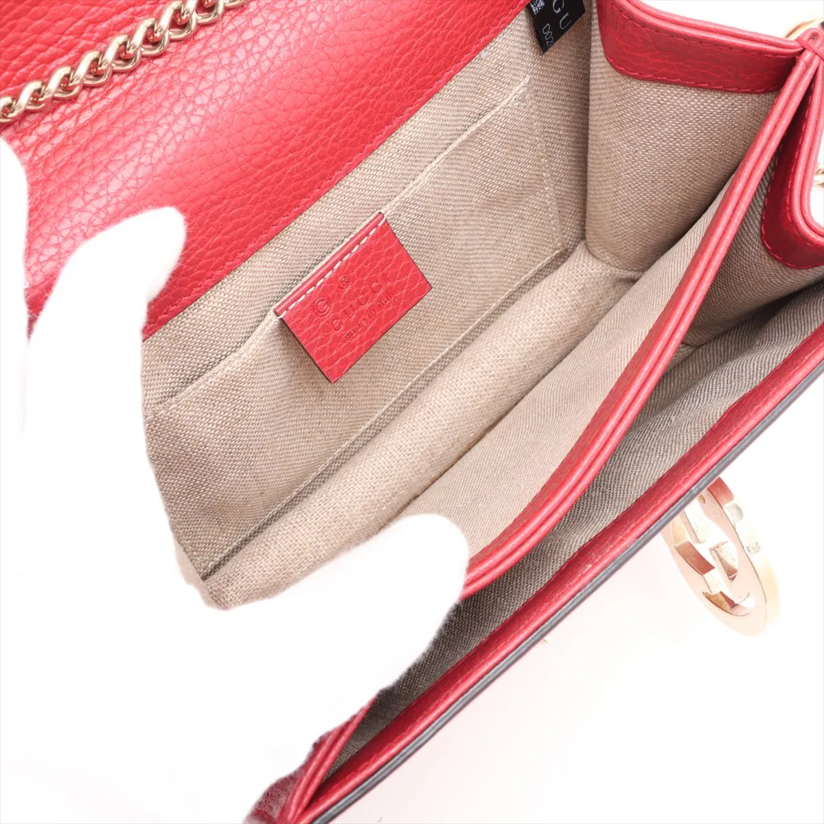 Interlocking G Leather Chain Shoulder Bag, Red, 510304 (Outlet) — view 7