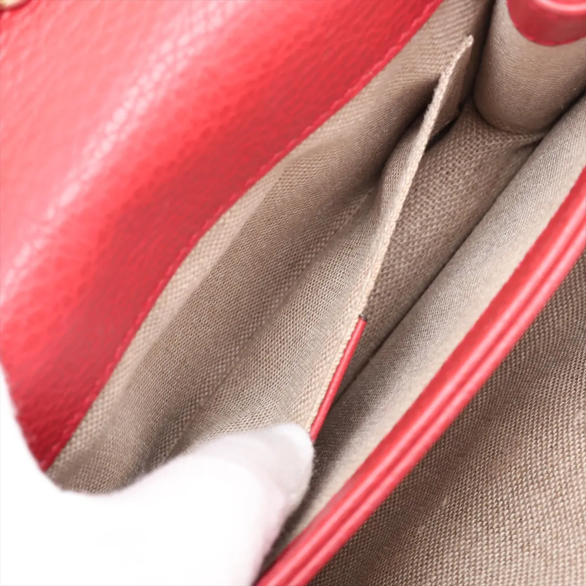 Interlocking G Leather Chain Shoulder Bag, Red, 510304 (Outlet) — view 8
