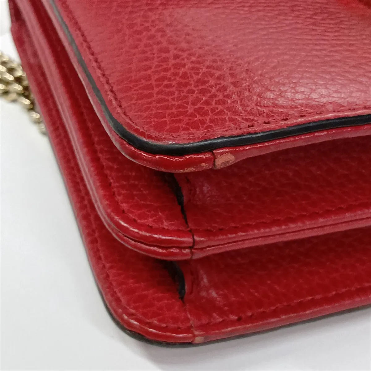 Interlocking G Leather Chain Shoulder Bag, Red, 510304 (Outlet) — view 10