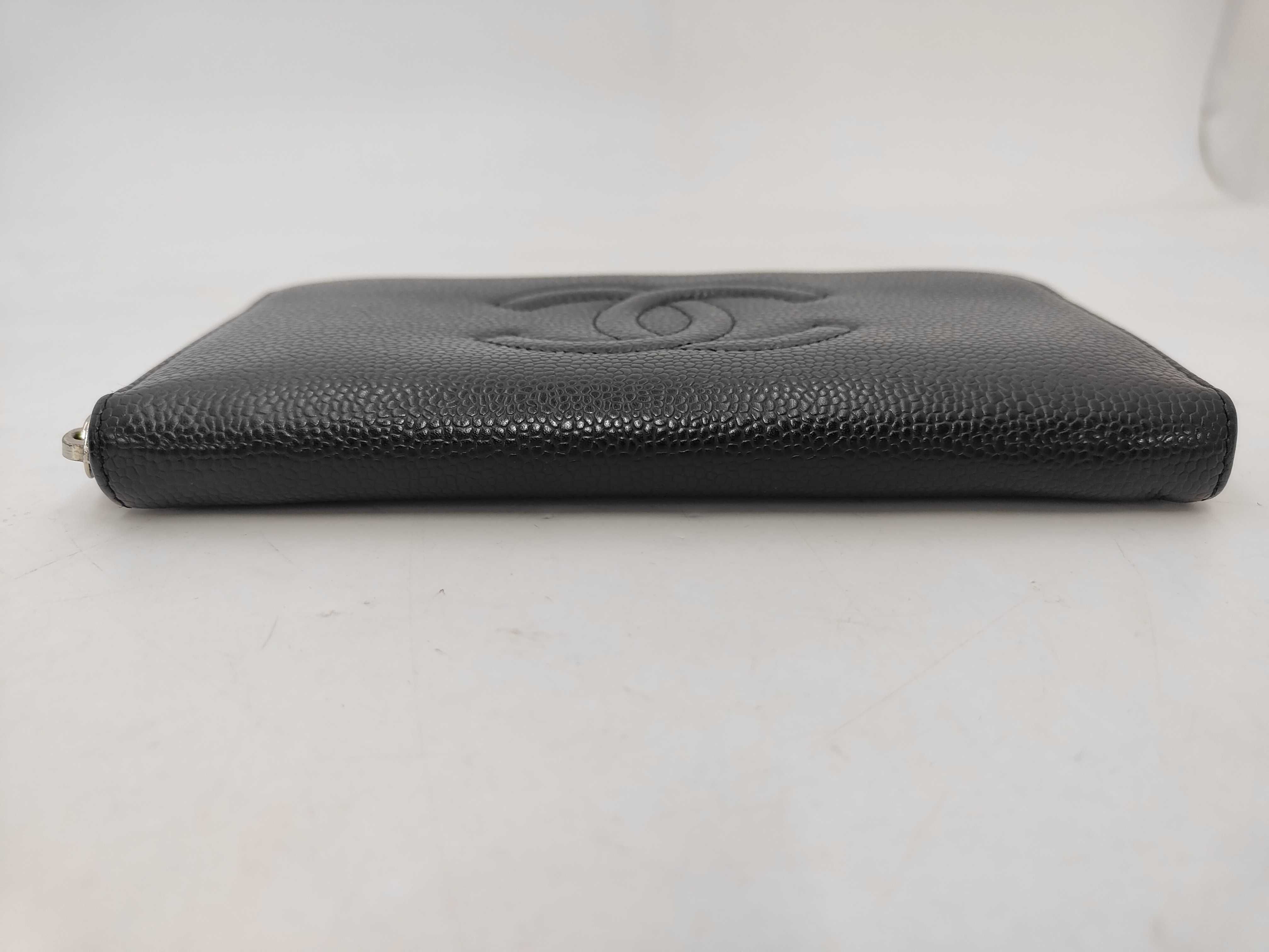 Coco Mark Zippy Wallet, Caviar Leather, Black, Silver Hardware, 22180202, Box & Seal, 19x10x2cm — view 3
