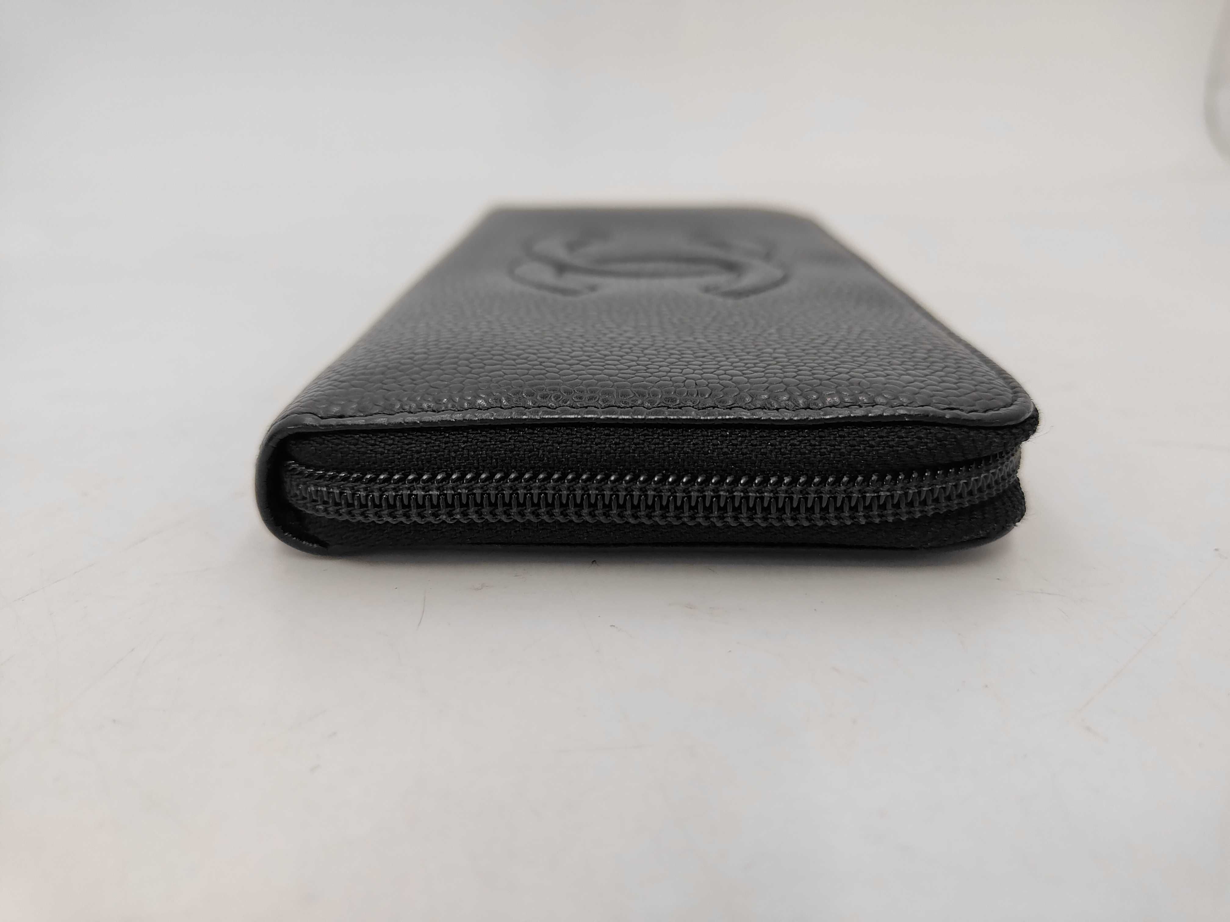 Coco Mark Zippy Wallet, Caviar Leather, Black, Silver Hardware, 22180202, Box & Seal, 19x10x2cm — view 4