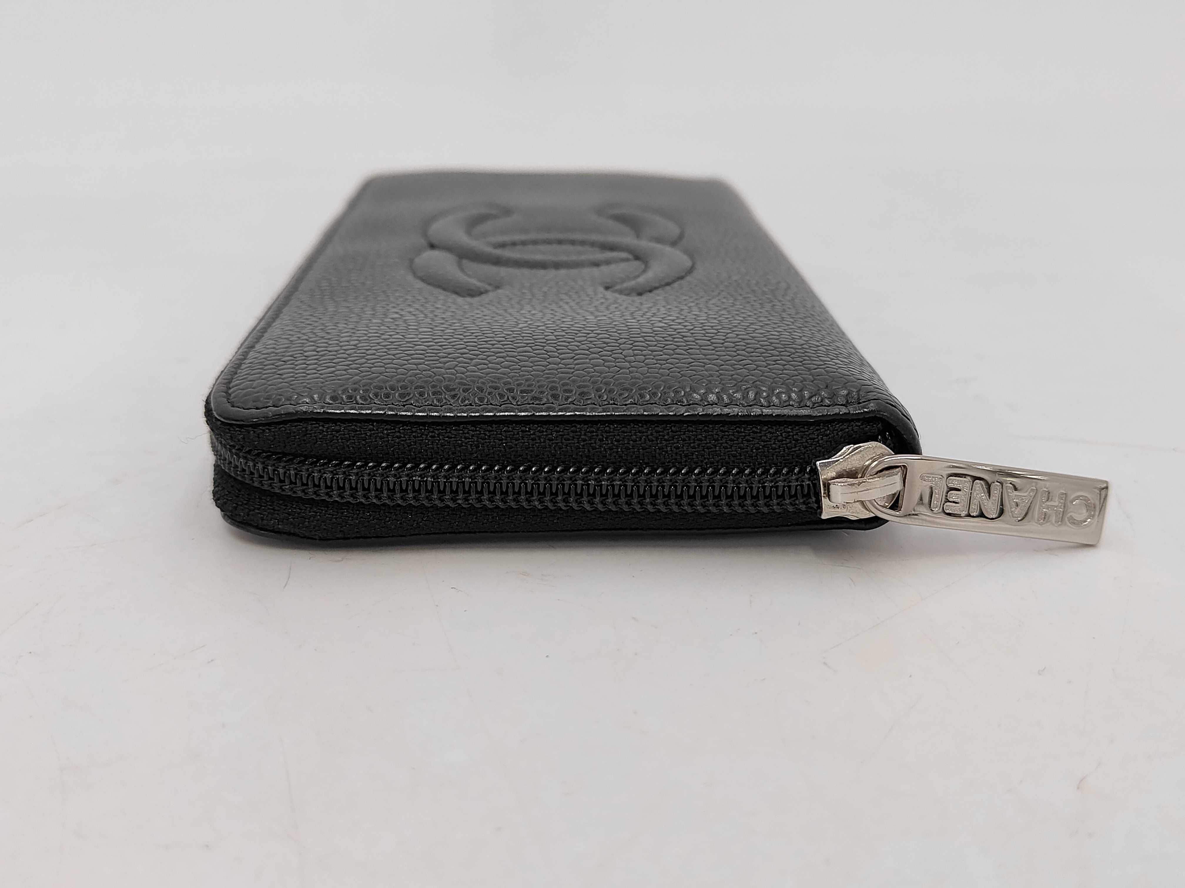 Coco Mark Zippy Wallet, Caviar Leather, Black, Silver Hardware, 22180202, Box & Seal, 19x10x2cm — view 6