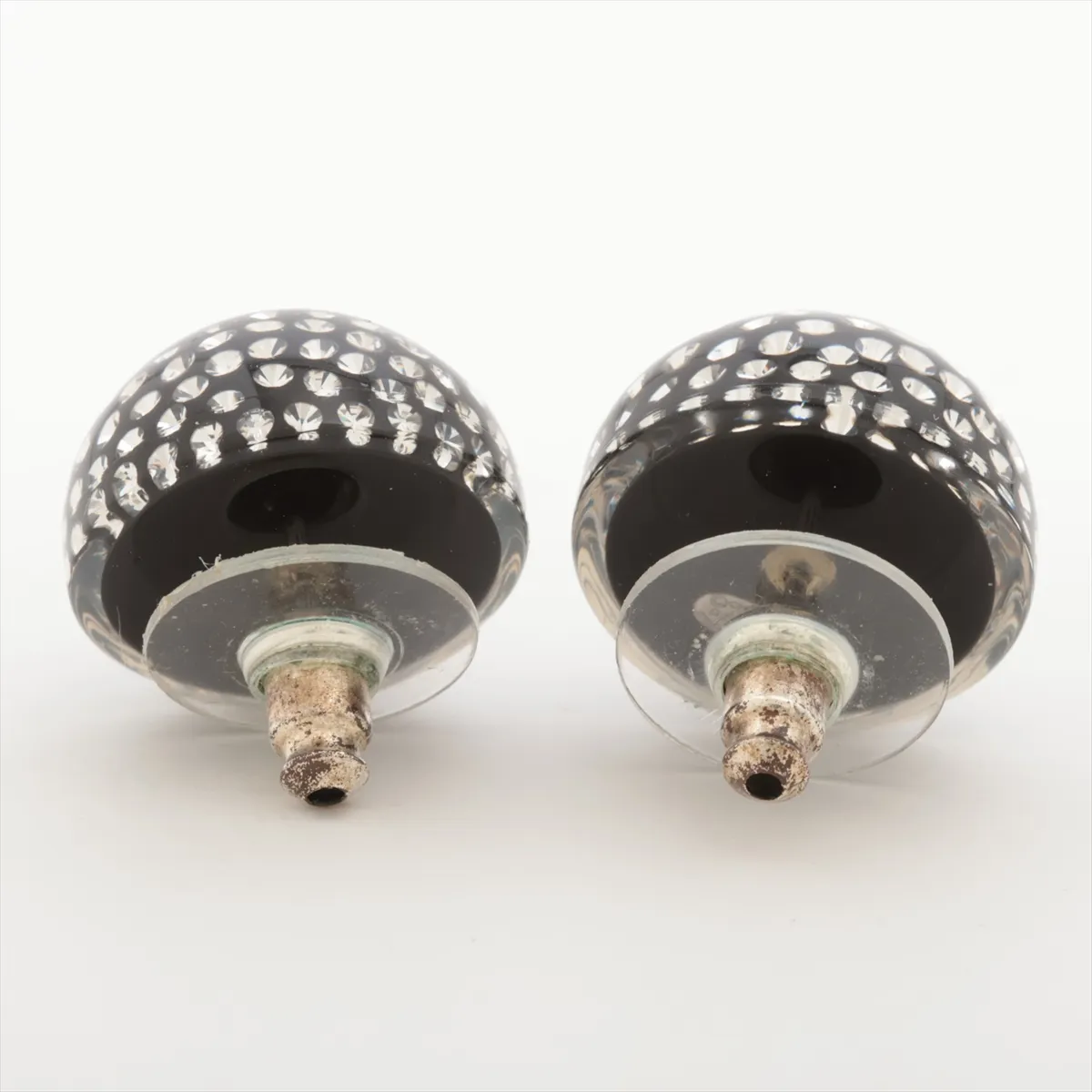 Coco Mark D21K Earrings (Pair) Metal x Resin x Rhinestone Silver — view 2