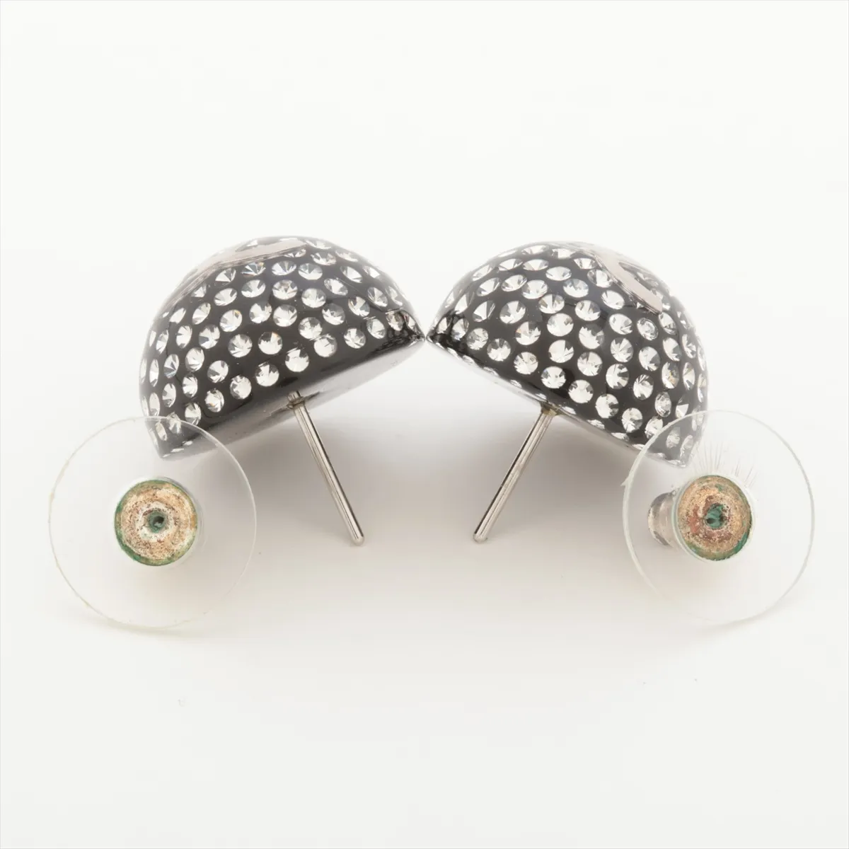 Coco Mark D21K Earrings (Pair) Metal x Resin x Rhinestone Silver — view 4