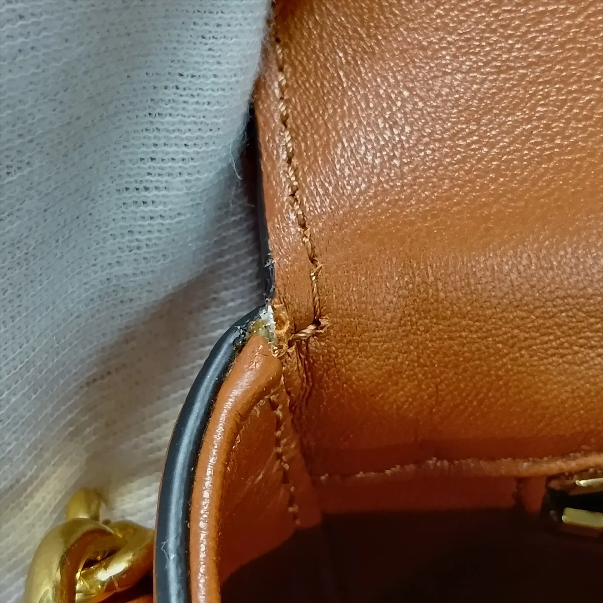Triomphe Canvas x Leather Chain Shoulder Bag, Black x Brown — view 9