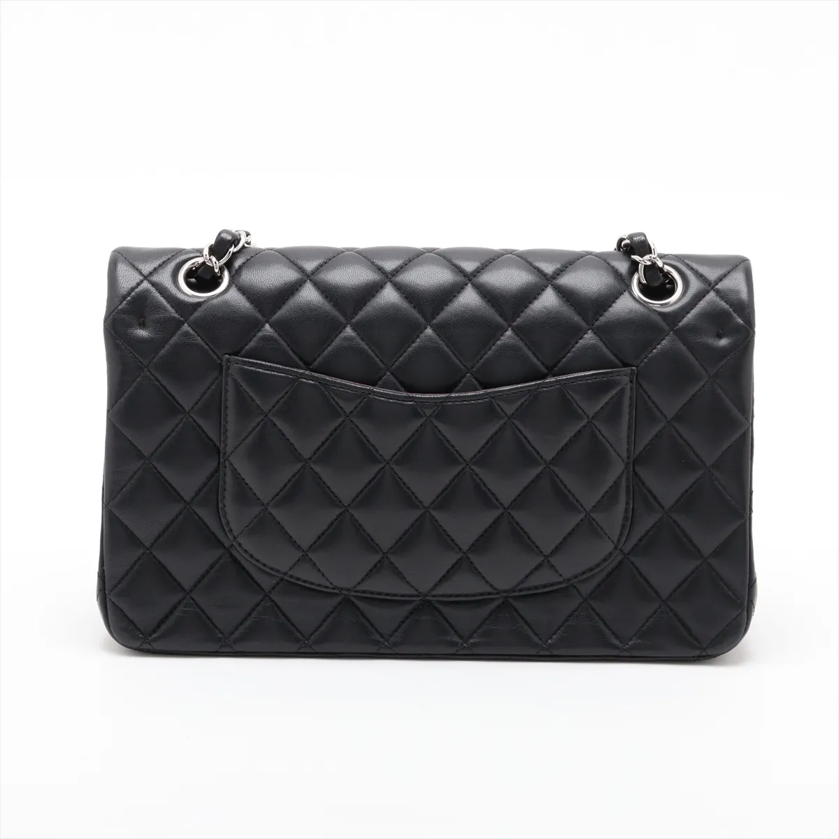 [Individually packaged] Chanel Matelassé 25 Lambskin Double Flap Double Chain Bag, Black with Silver Hardware, 24906653, serial number 24 — view 2