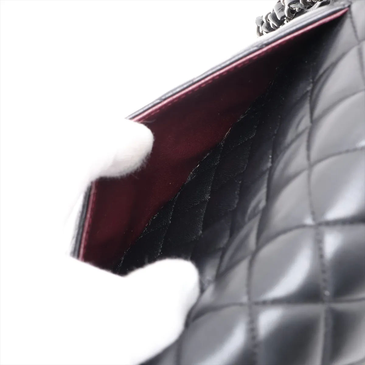[Individually packaged] Chanel Matelassé 25 Lambskin Double Flap Double Chain Bag, Black with Silver Hardware, 24906653, serial number 24 — view 9