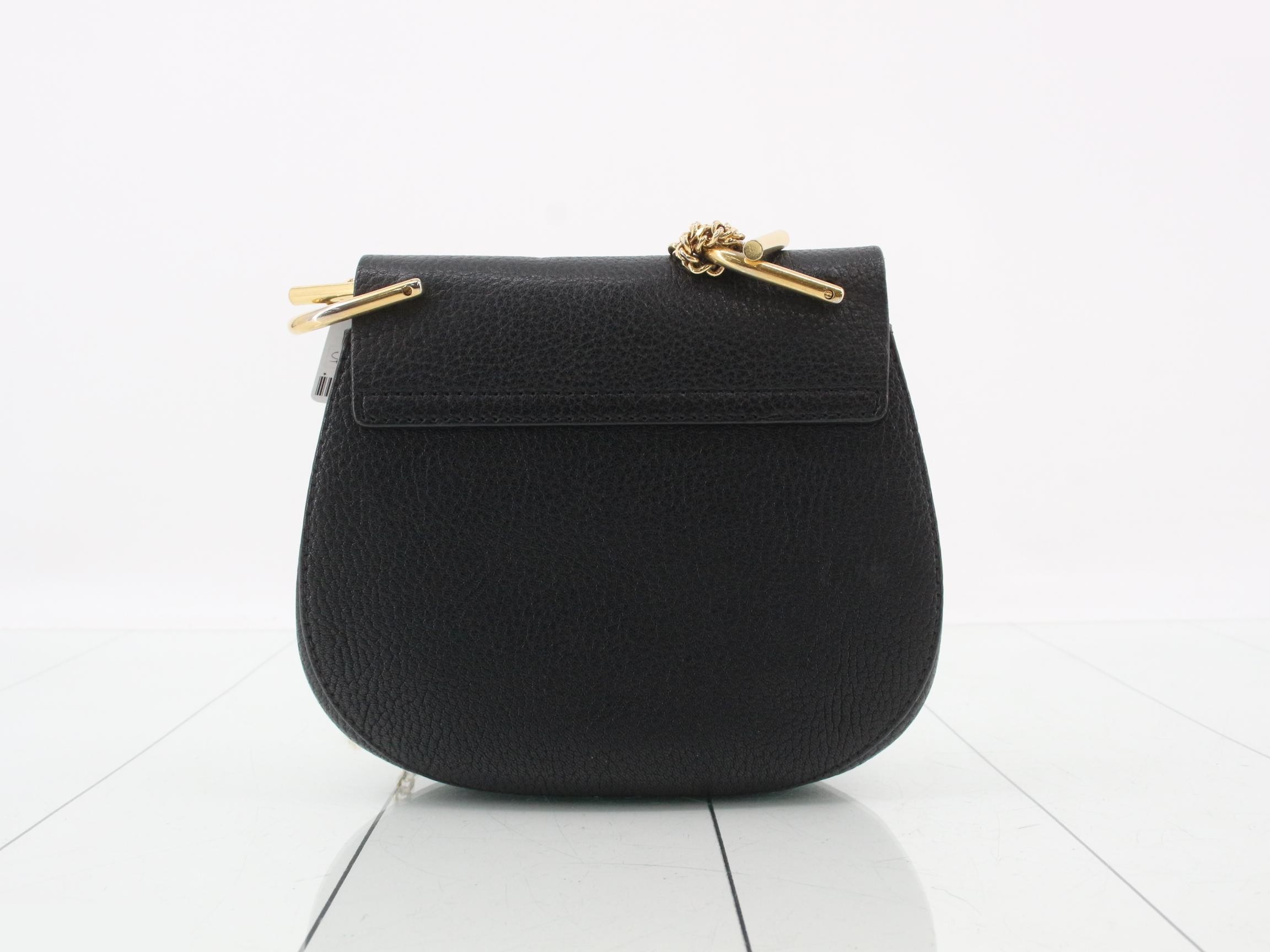 Drew Leather Chain Shoulder Bag, Black — view 2
