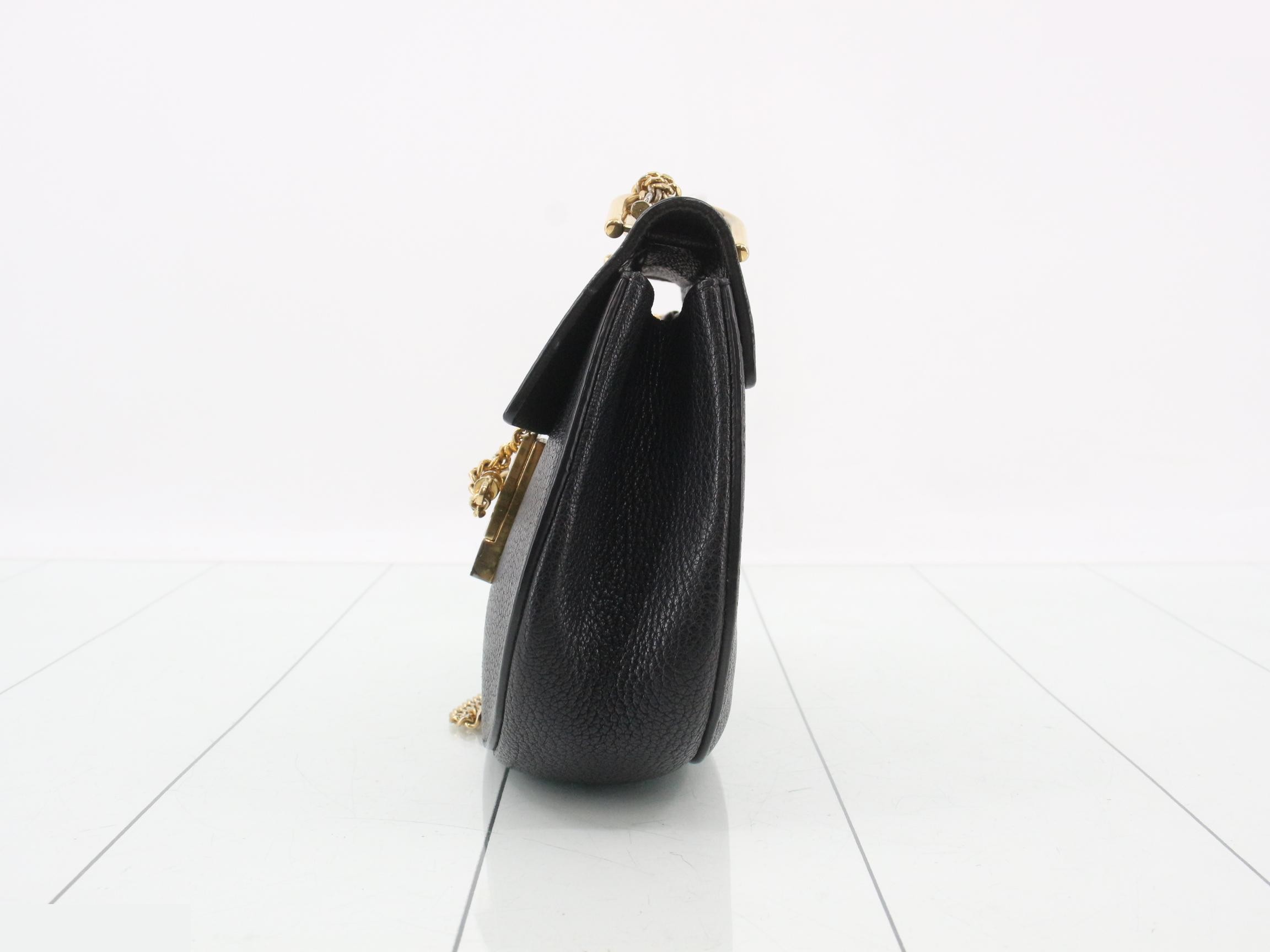 Drew Leather Chain Shoulder Bag, Black — view 3