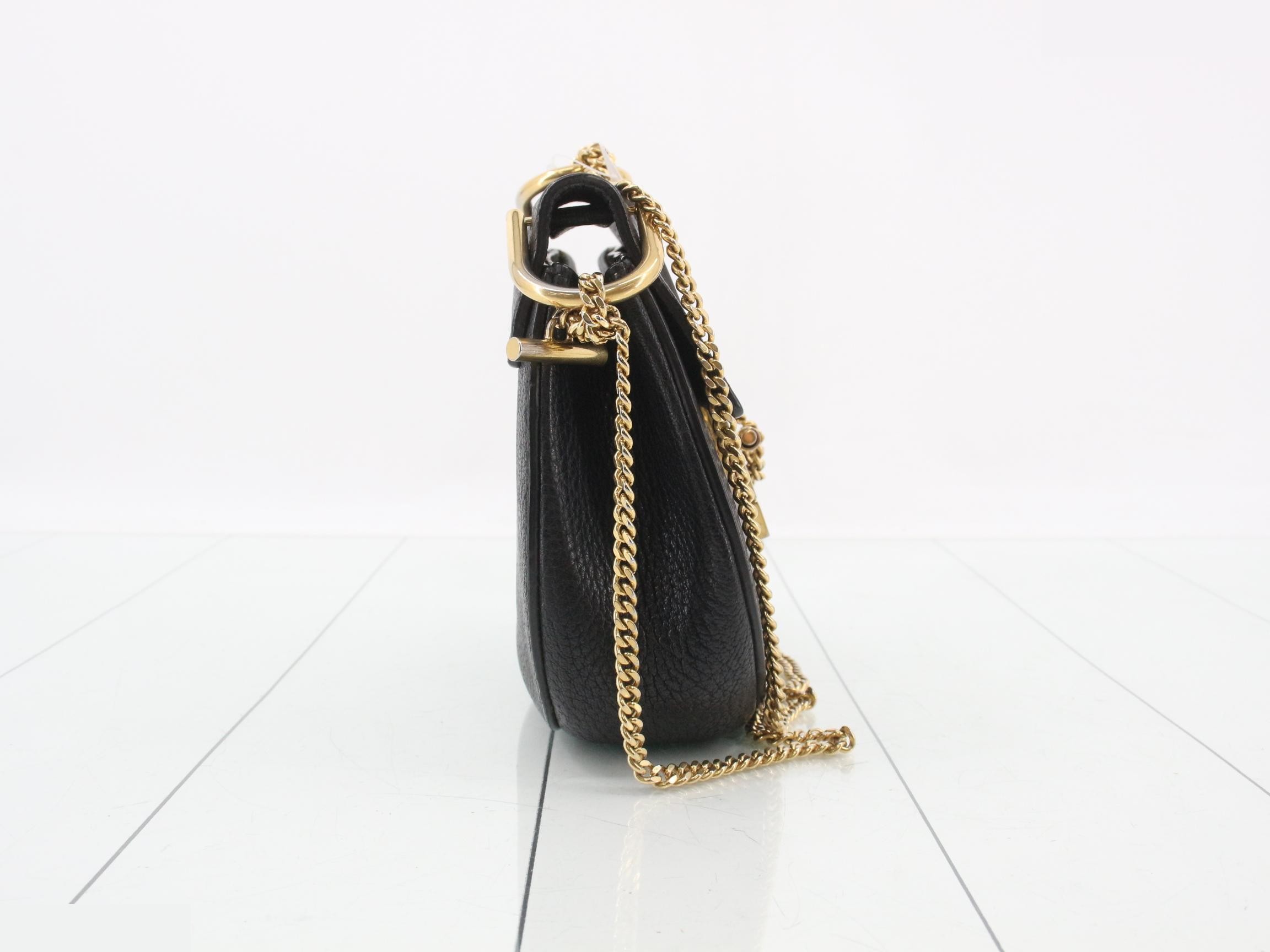 Drew Leather Chain Shoulder Bag, Black — view 4