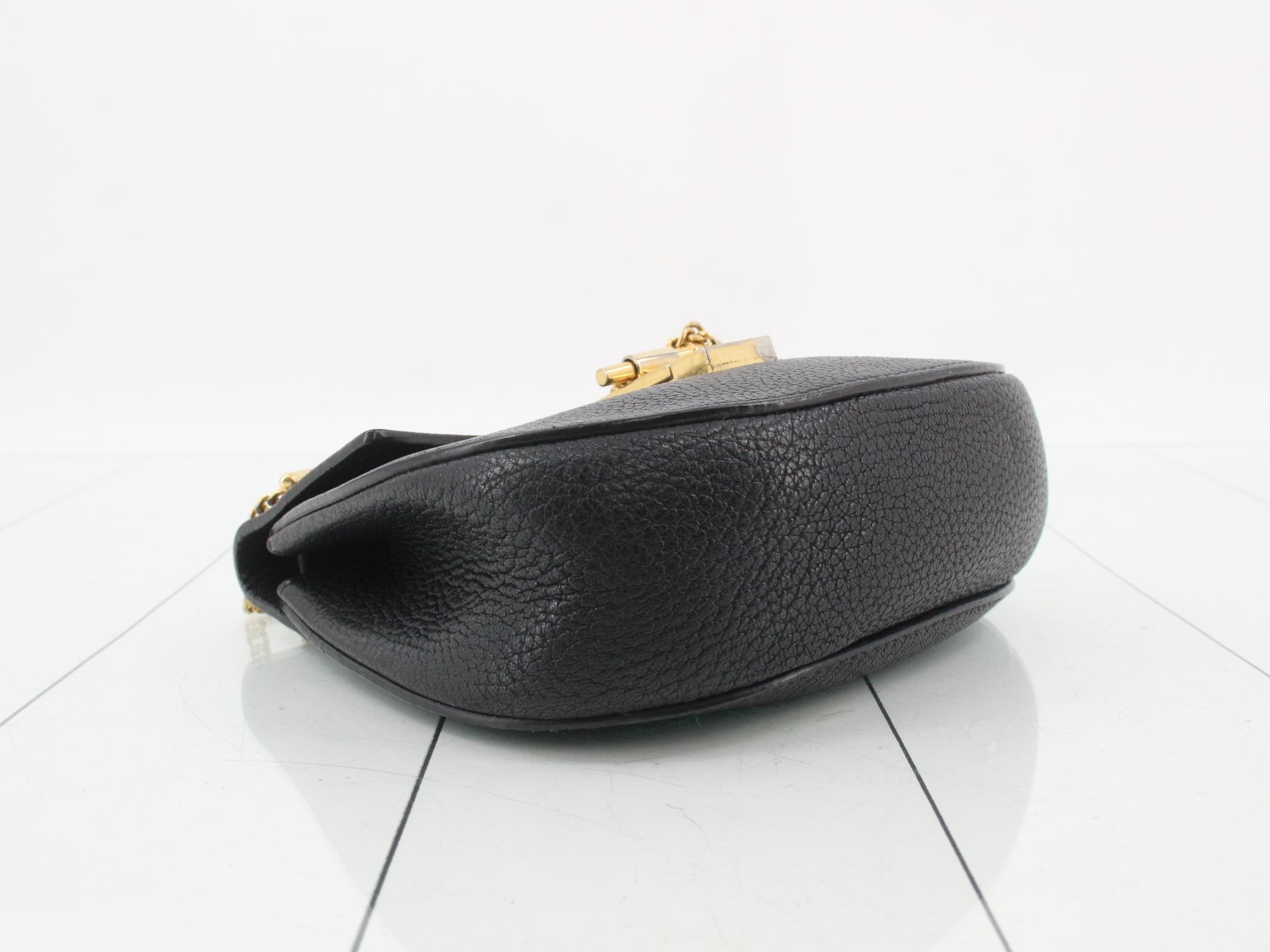 Drew Leather Chain Shoulder Bag, Black — view 5