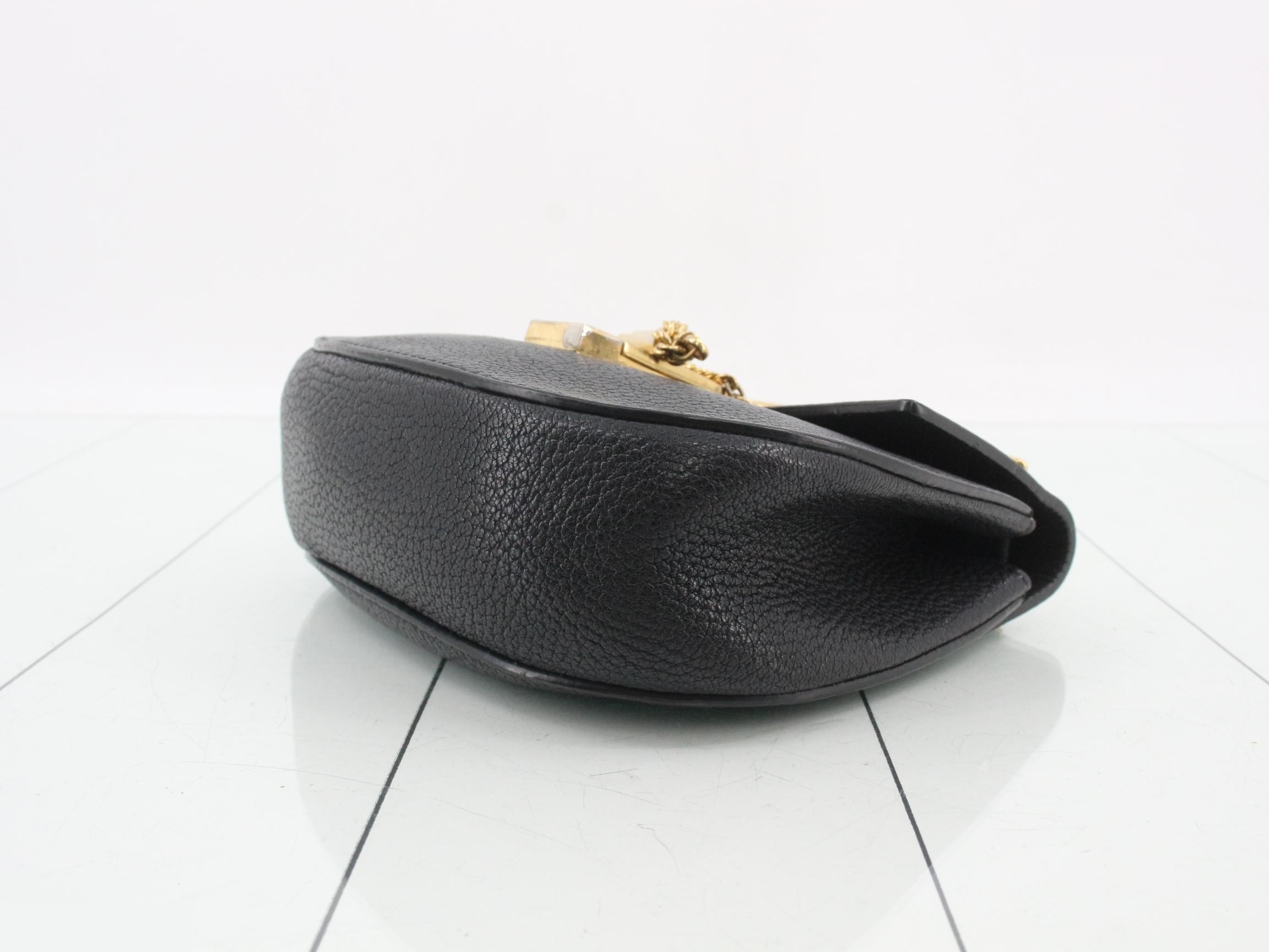 Drew Leather Chain Shoulder Bag, Black — view 6