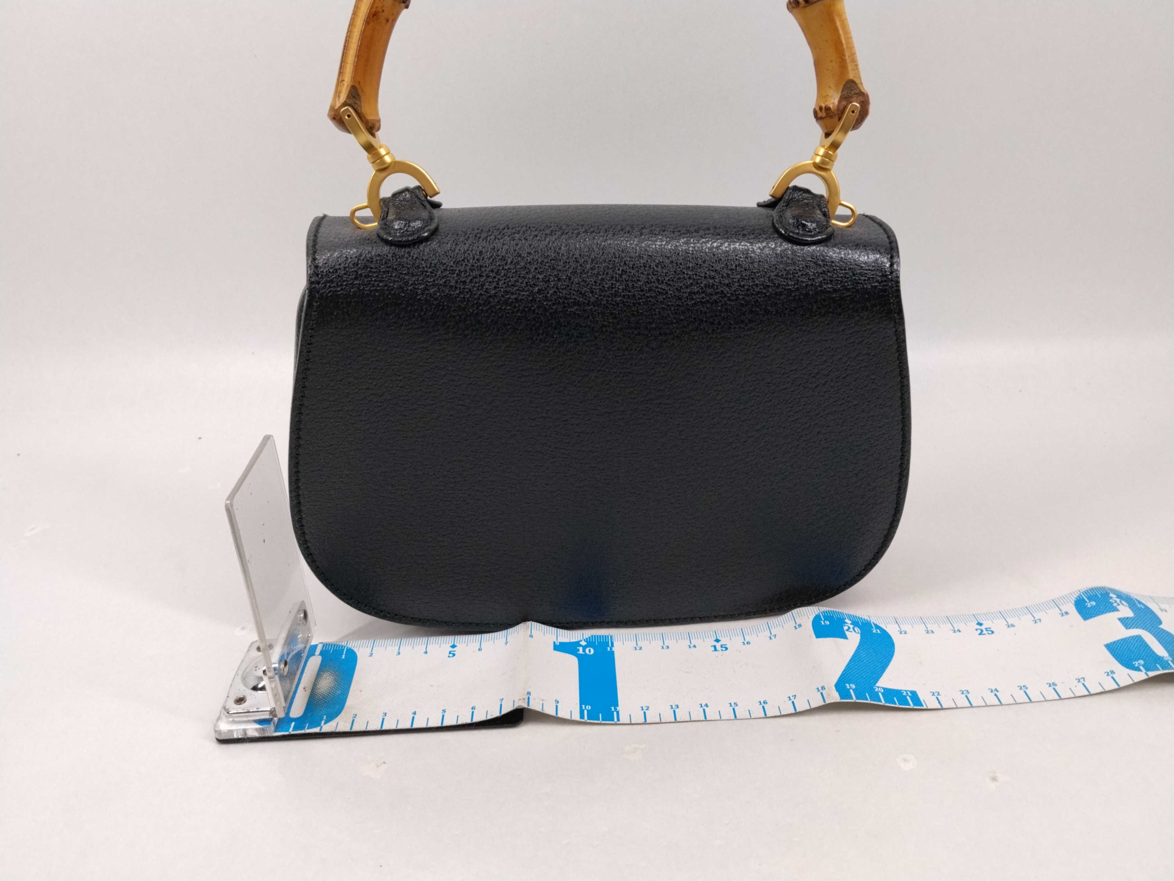 Bamboo Handle Handbag, Black — view 2