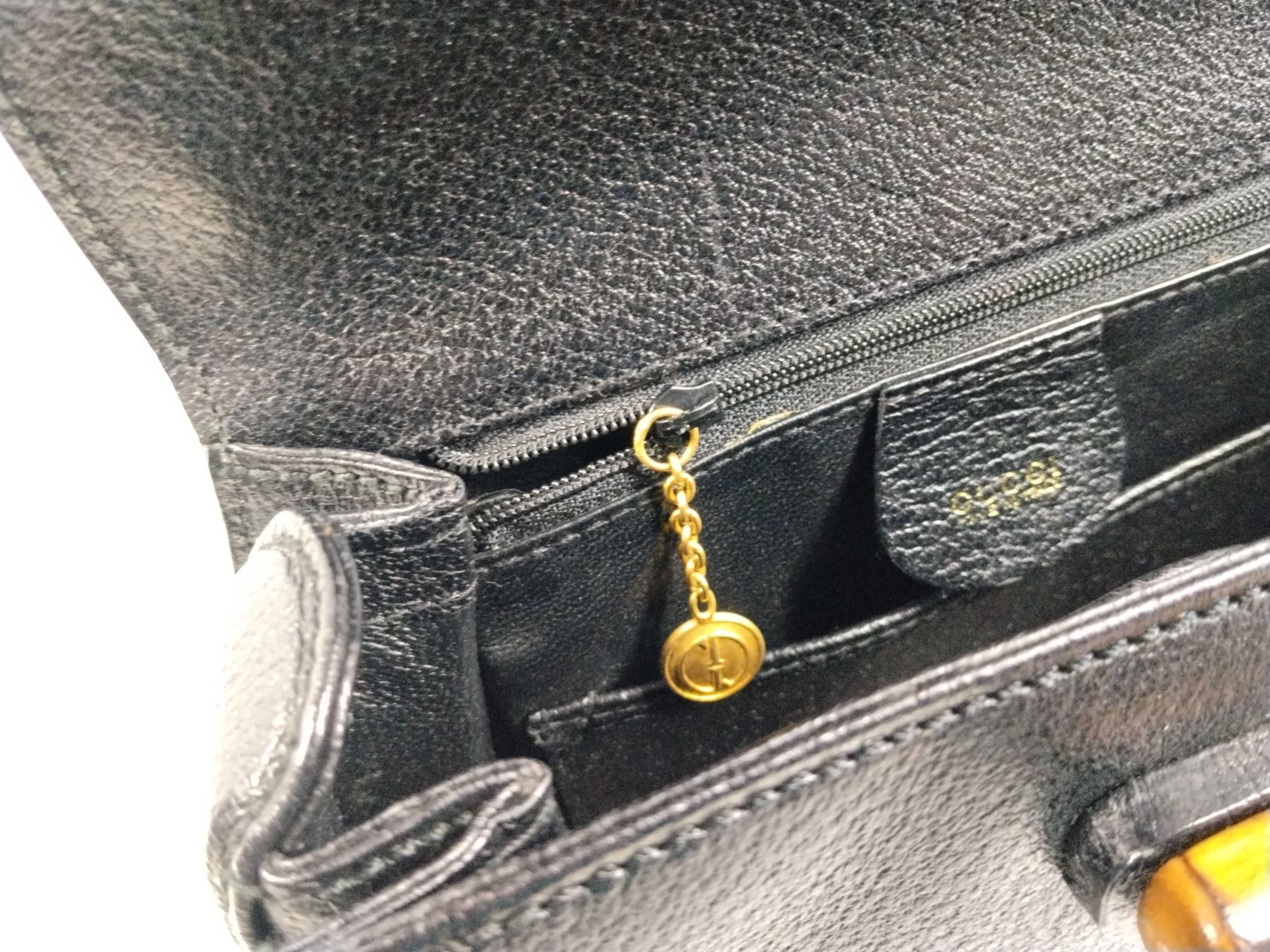 Bamboo Handle Handbag, Black — view 13