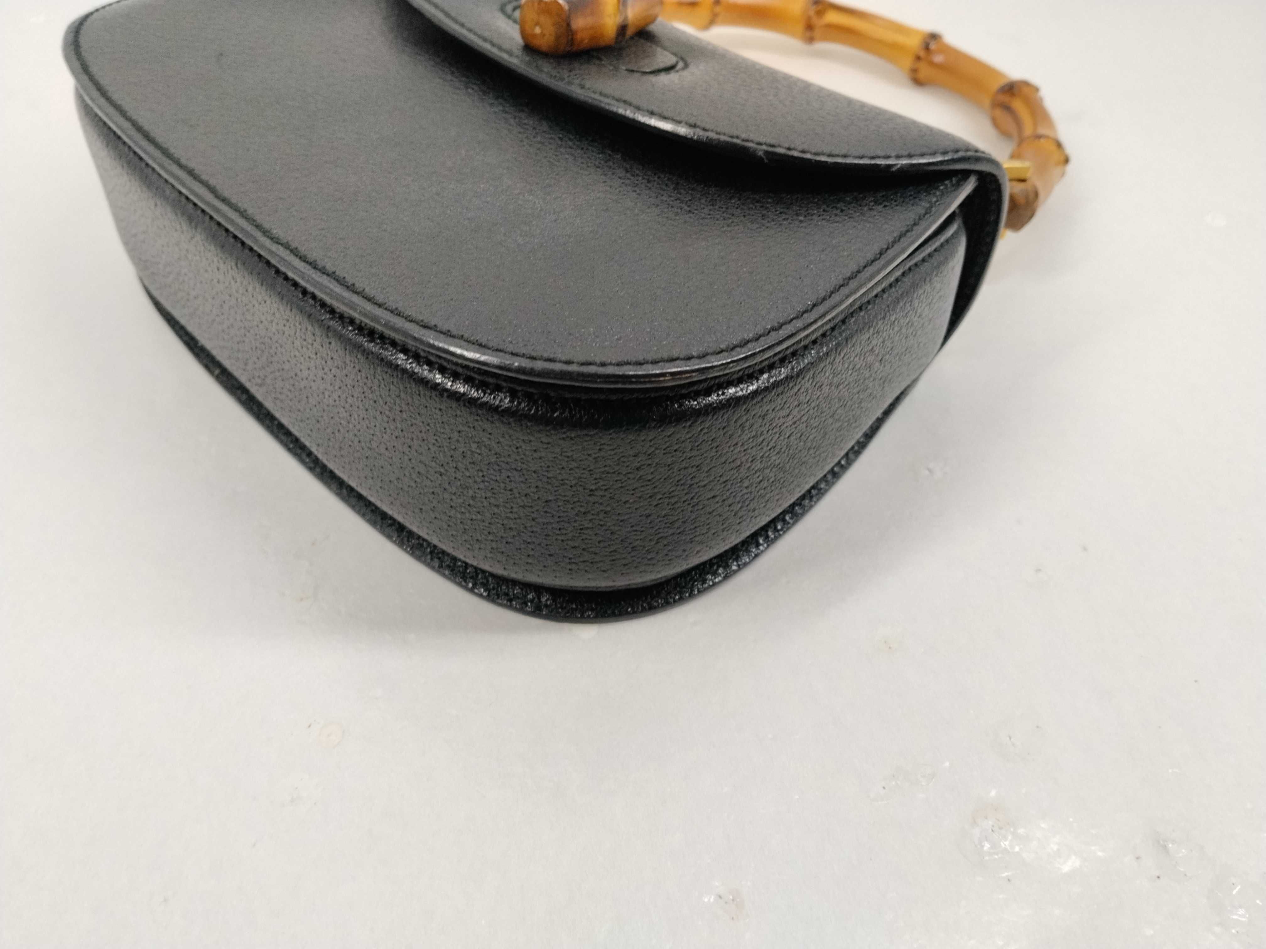 Bamboo Handle Handbag, Black — view 6