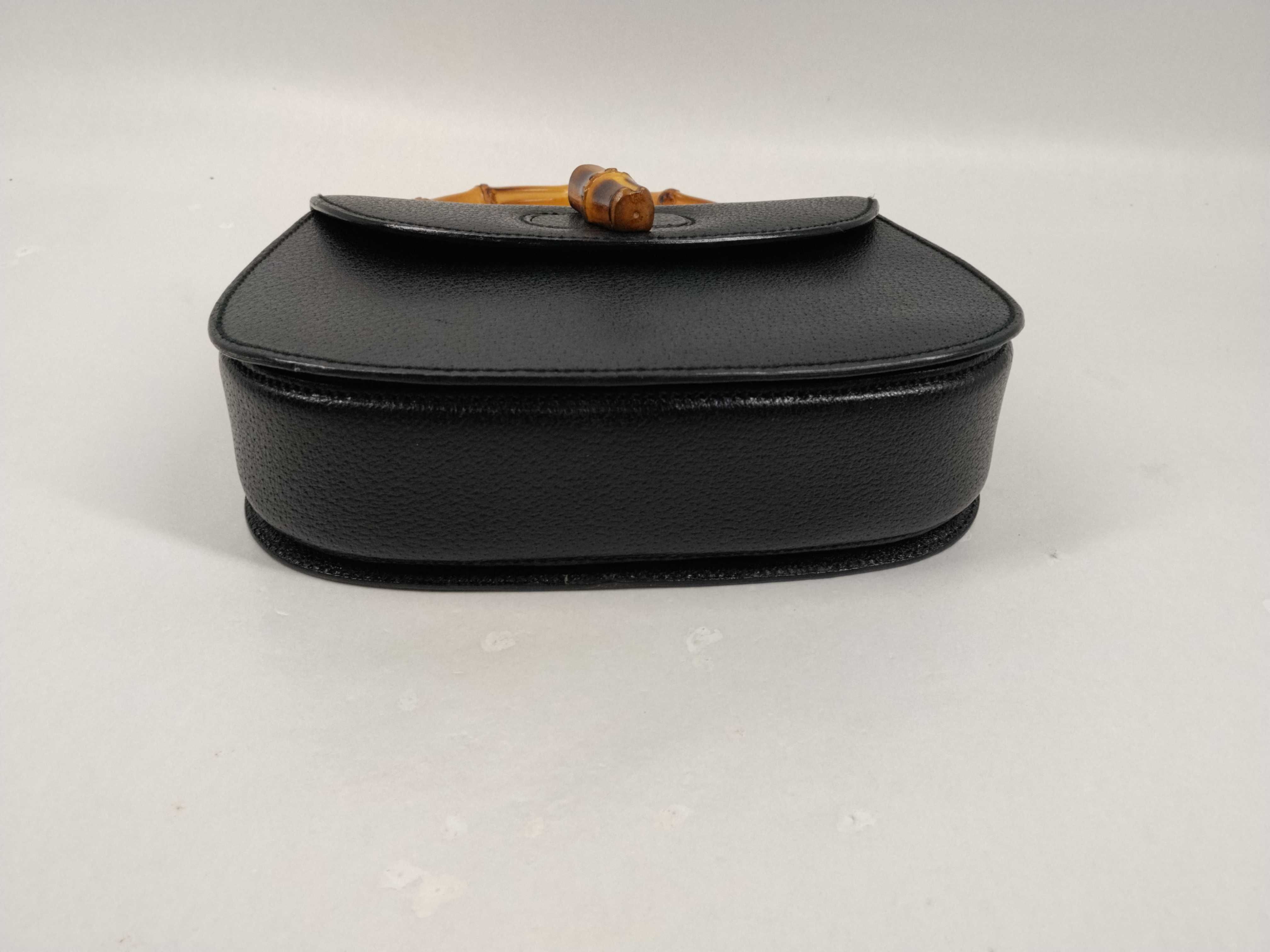 Bamboo Handle Handbag, Black — view 7