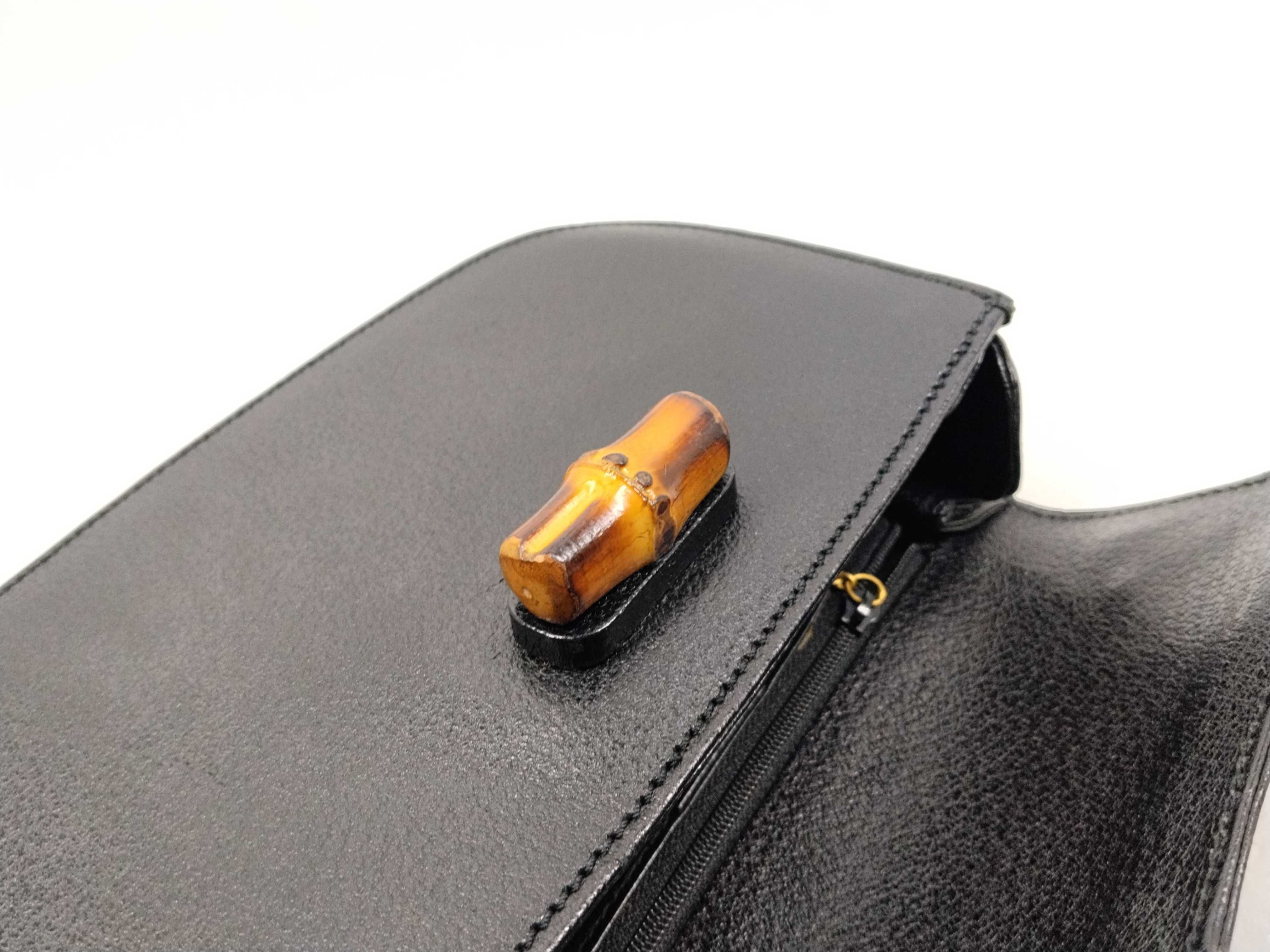 Bamboo Handle Handbag, Black — view 8