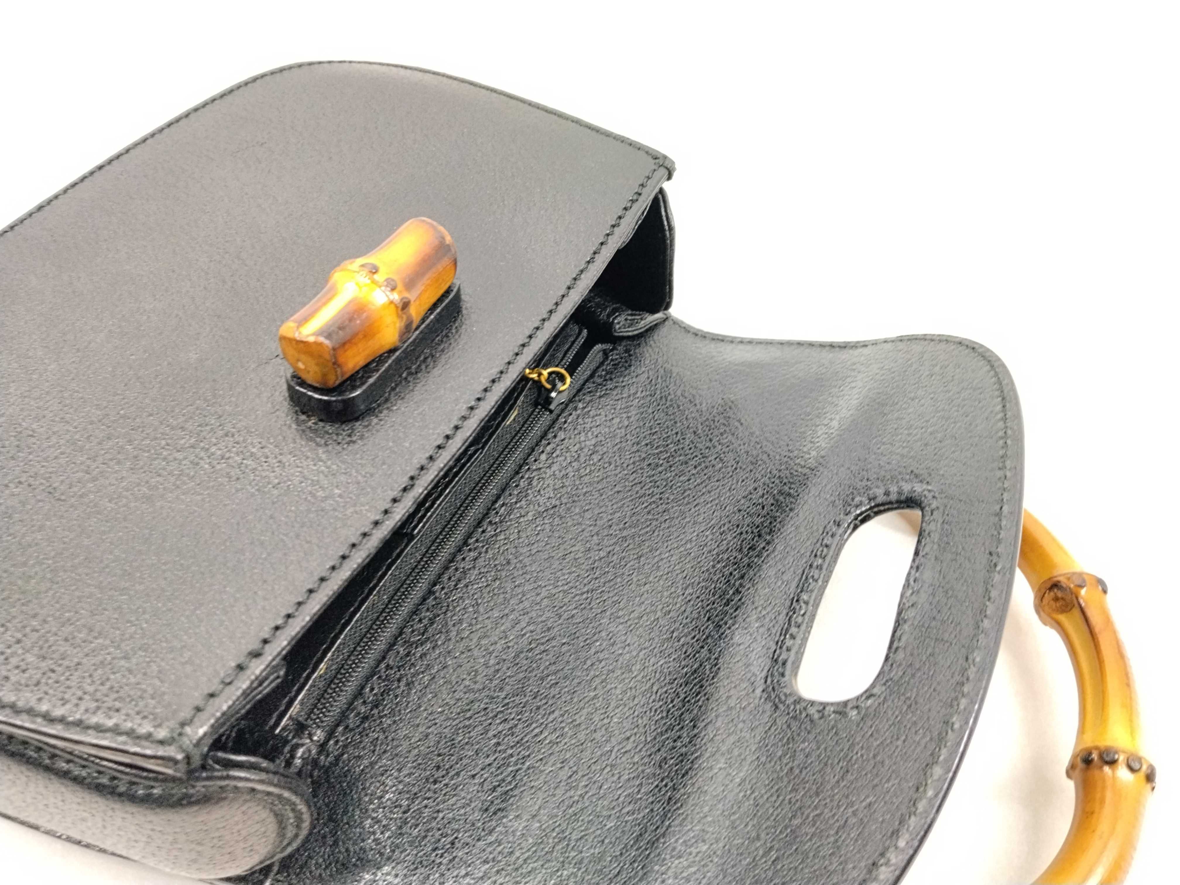 Bamboo Handle Handbag, Black — view 9