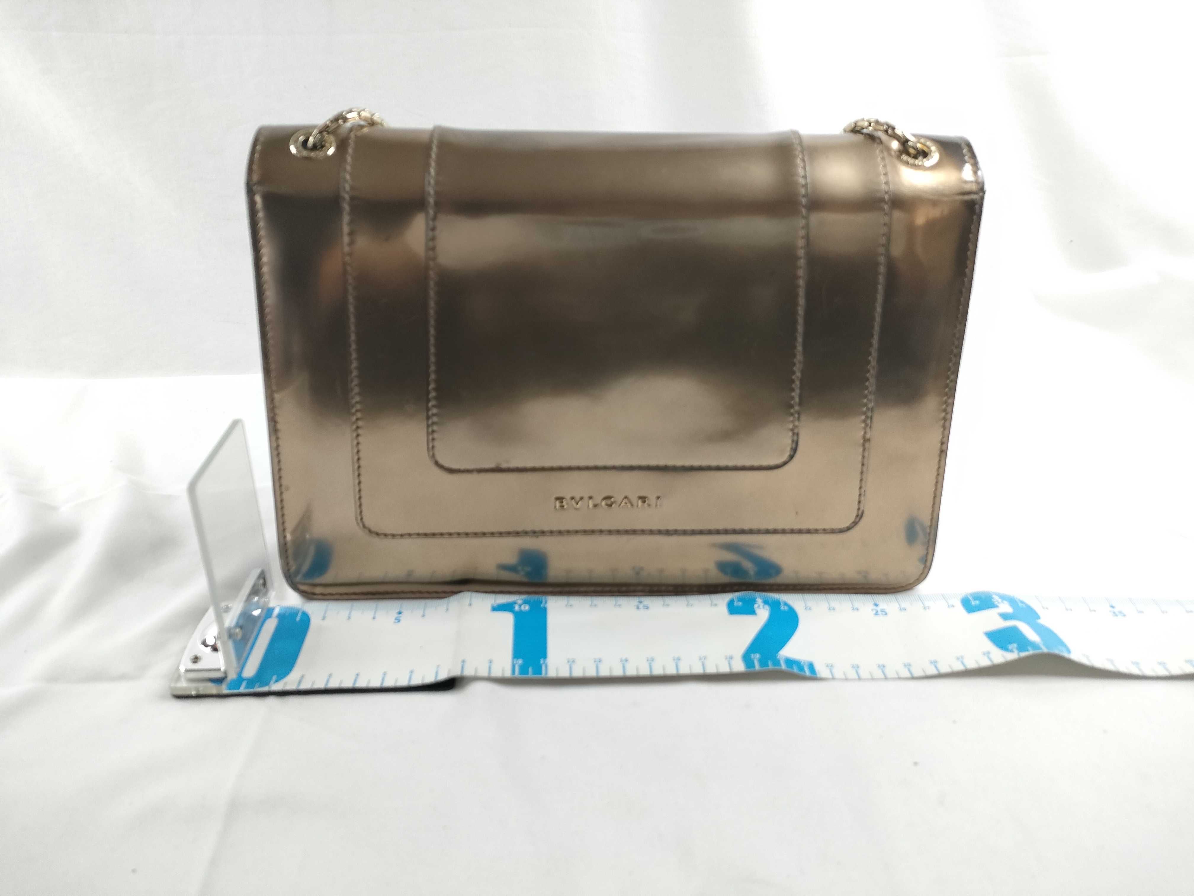 Serpenti Flap Bag Leather Metallic Bronze Shoulder Bag — view 2