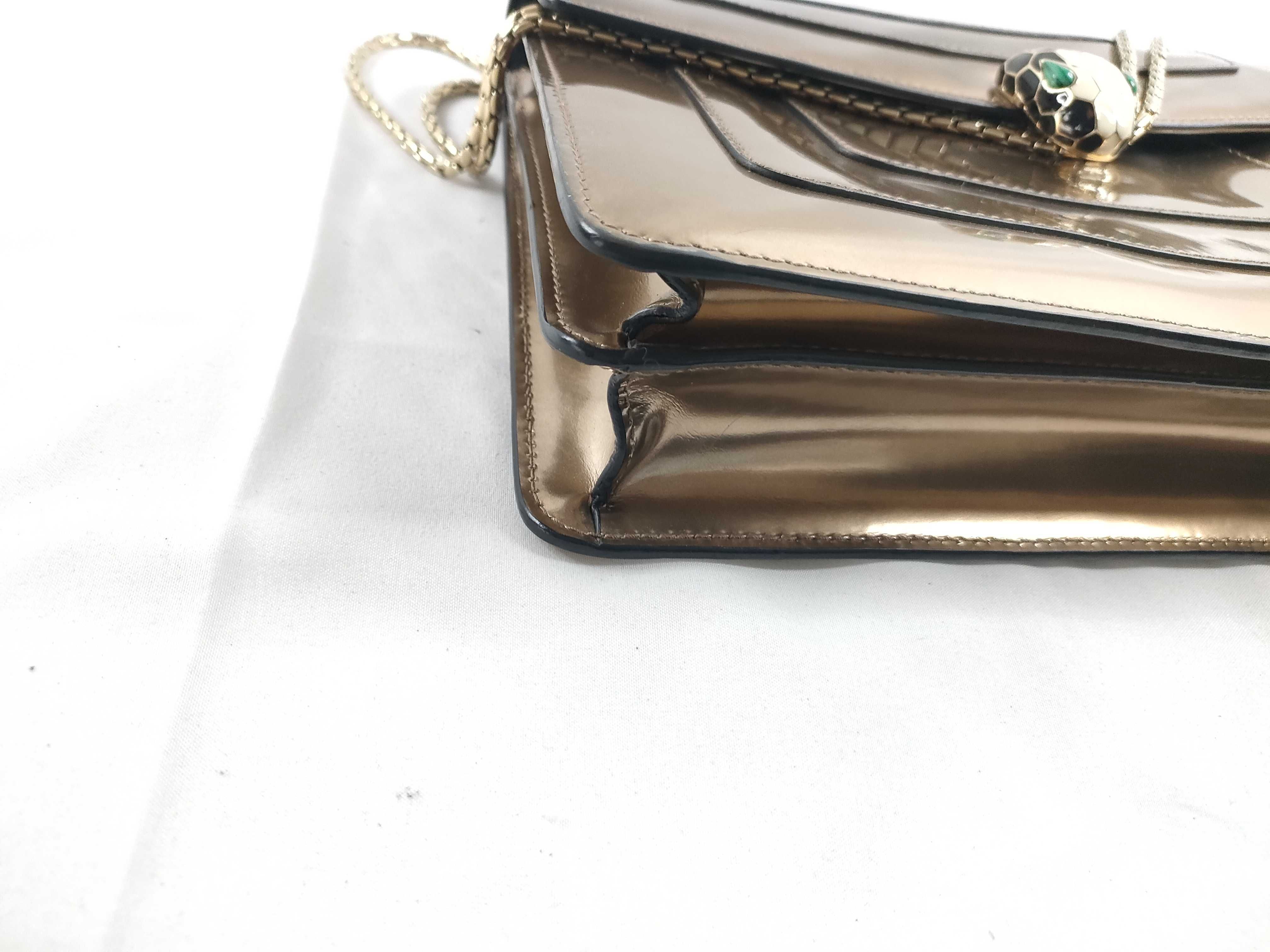 Serpenti Flap Bag Leather Metallic Bronze Shoulder Bag — view 3