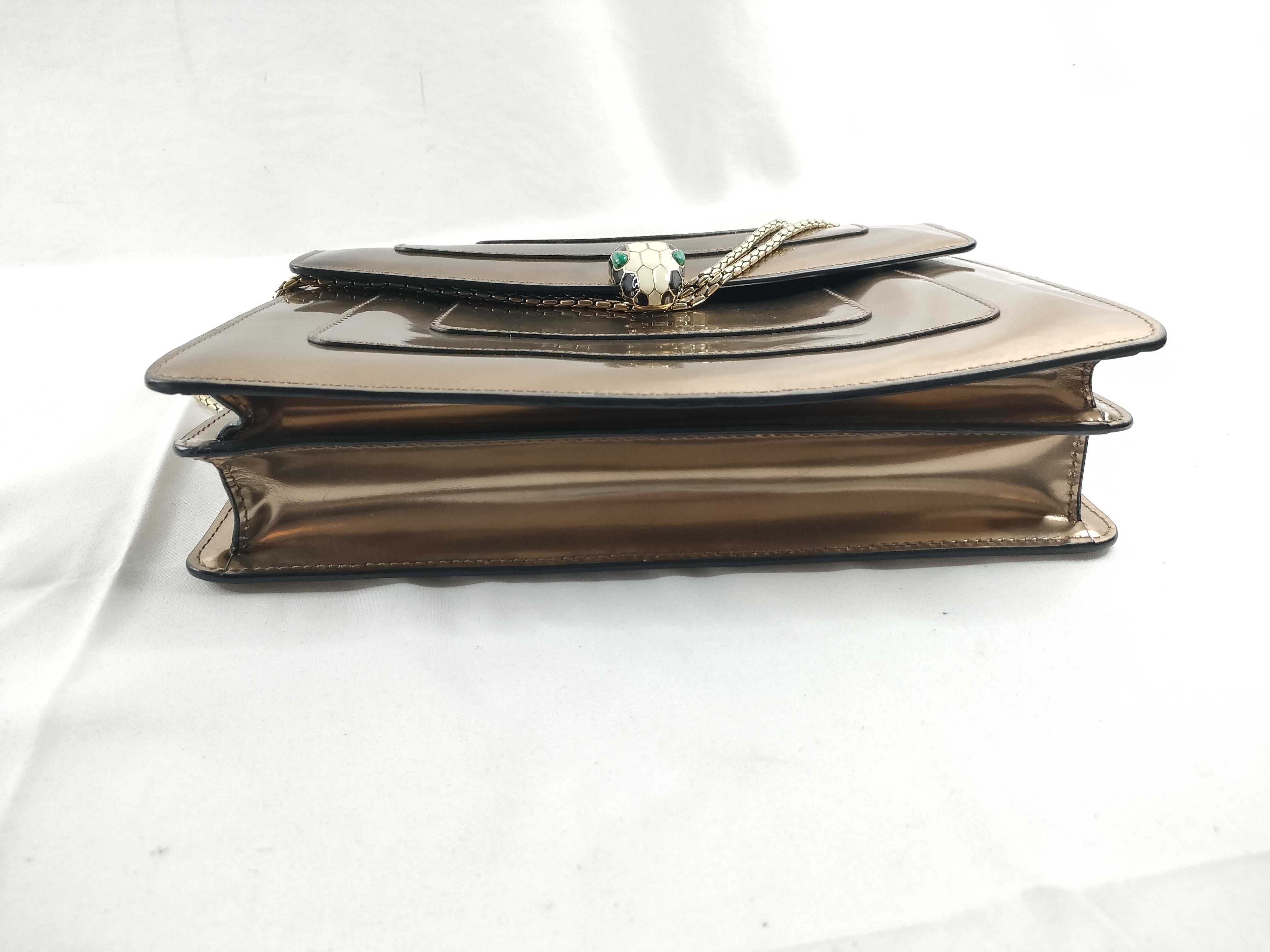 Serpenti Flap Bag Leather Metallic Bronze Shoulder Bag — view 4