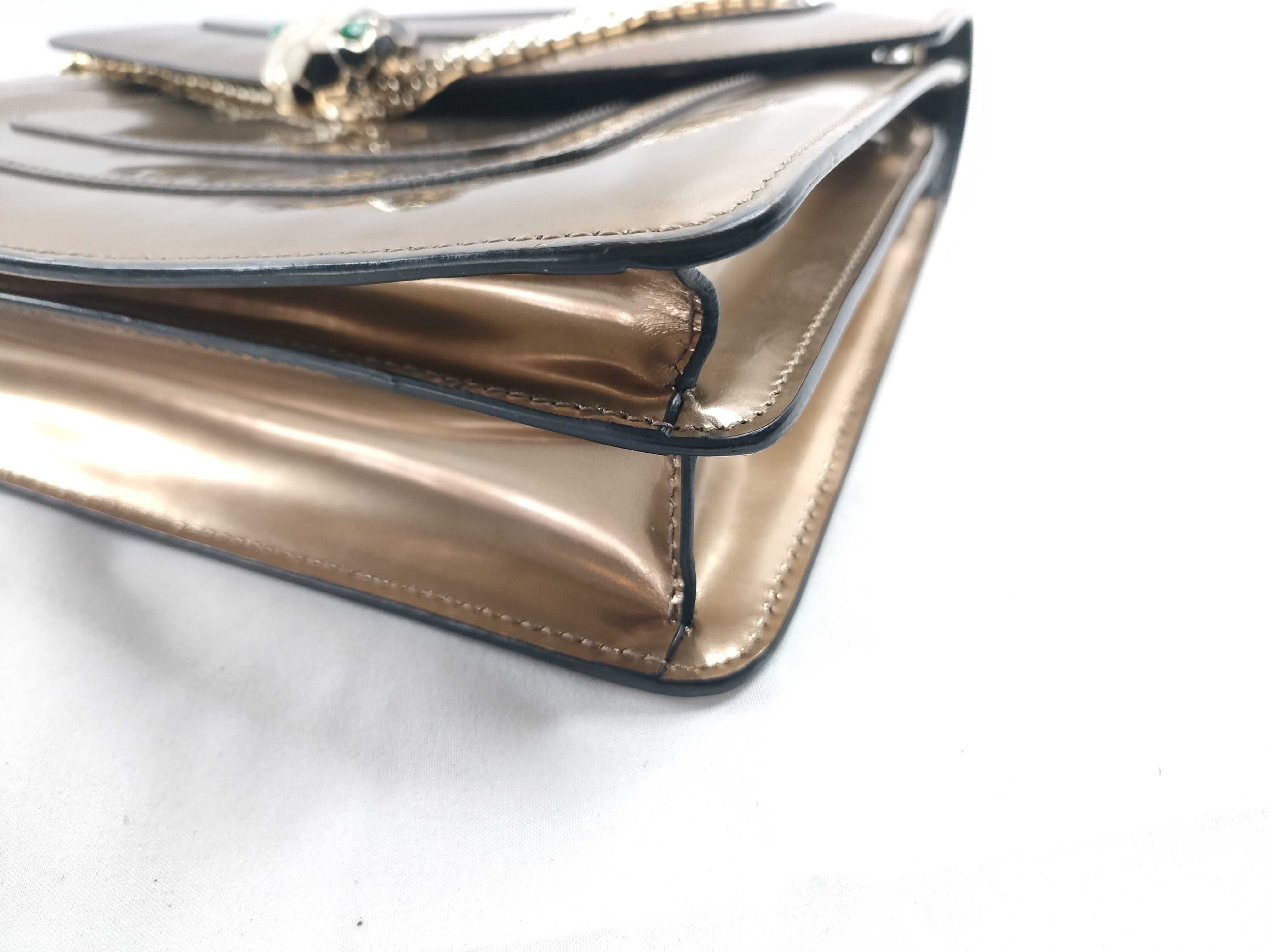 Serpenti Flap Bag Leather Metallic Bronze Shoulder Bag — view 5