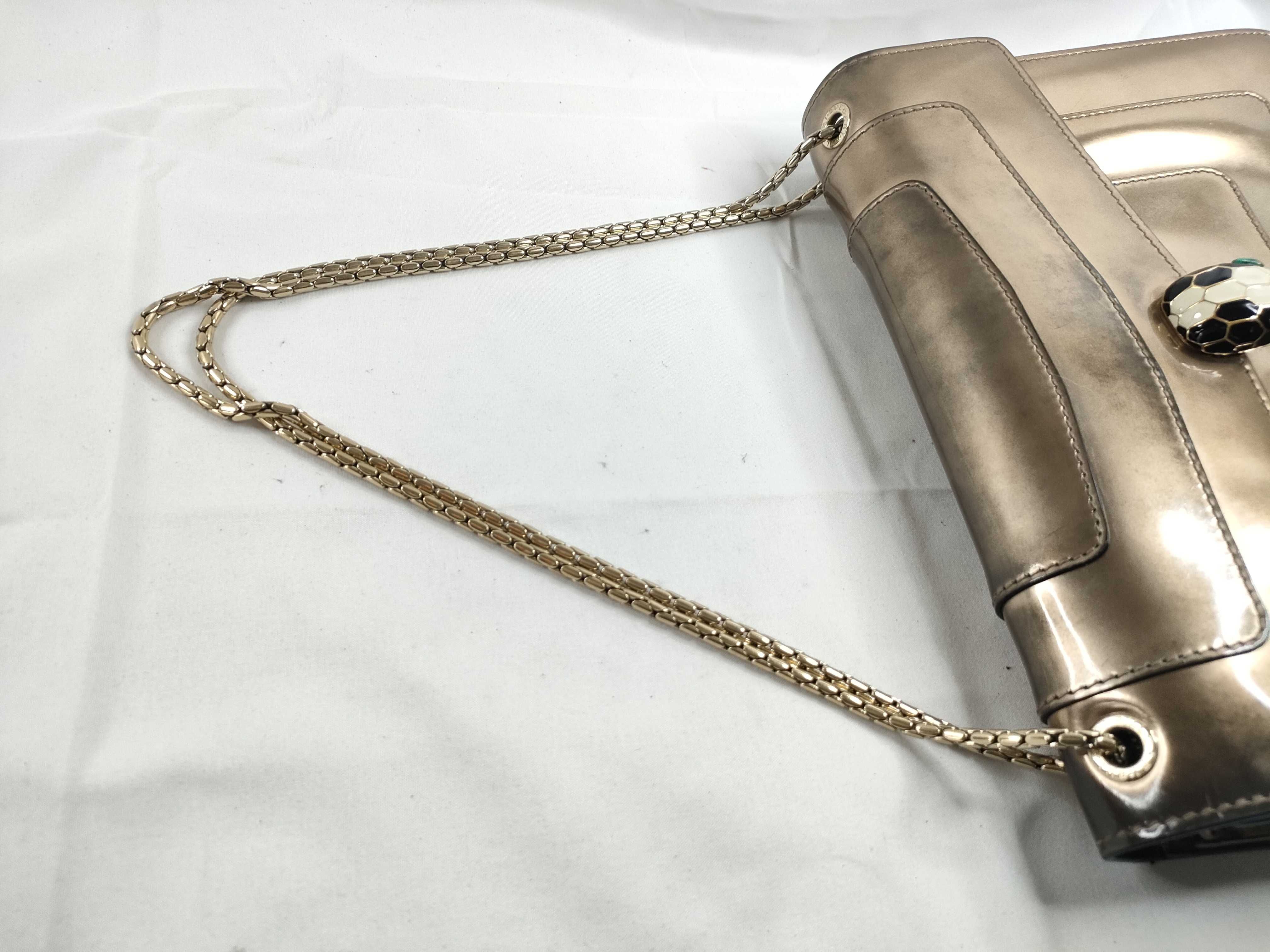 Serpenti Flap Bag Leather Metallic Bronze Shoulder Bag — view 6