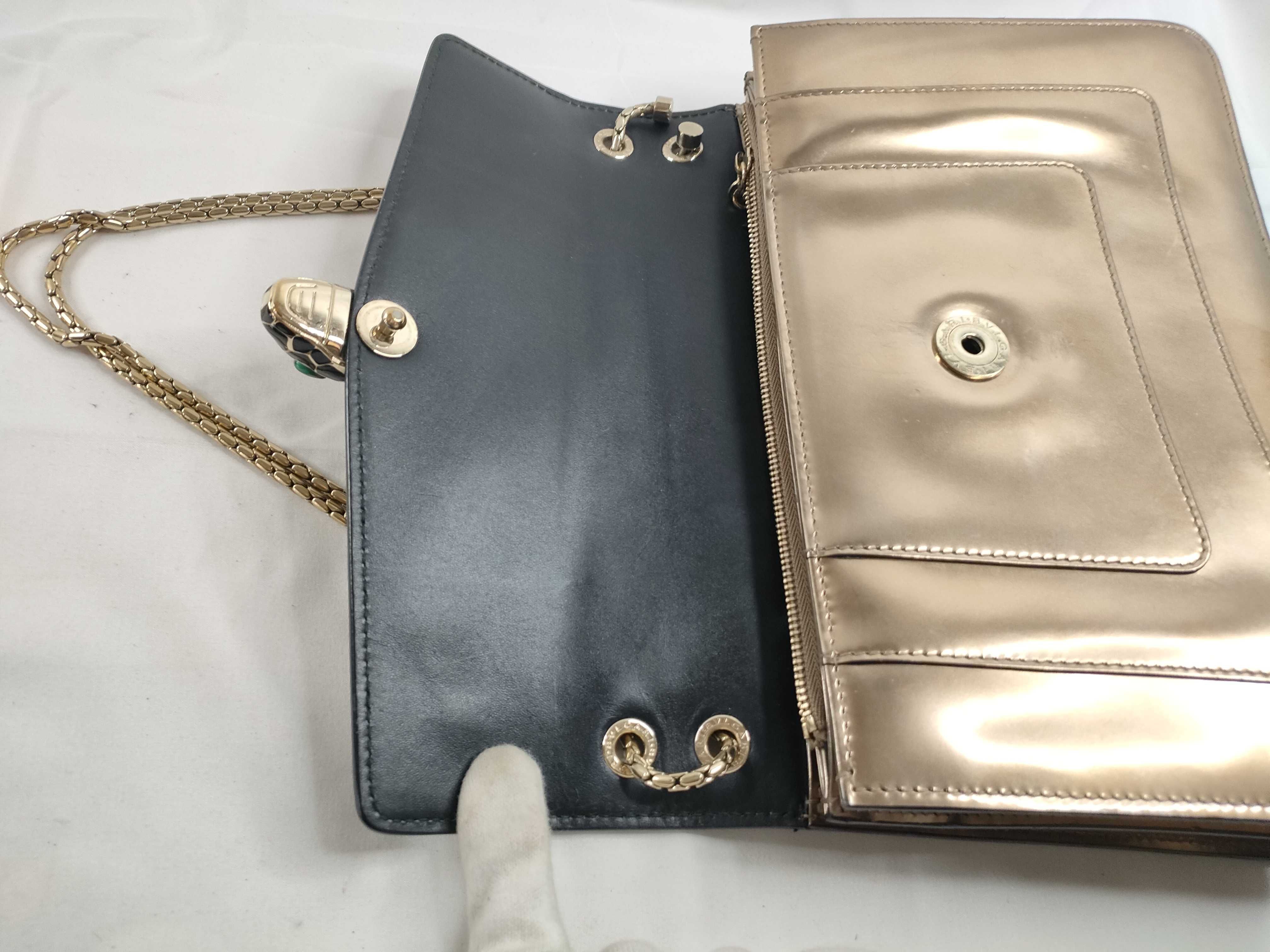 Serpenti Flap Bag Leather Metallic Bronze Shoulder Bag — view 9