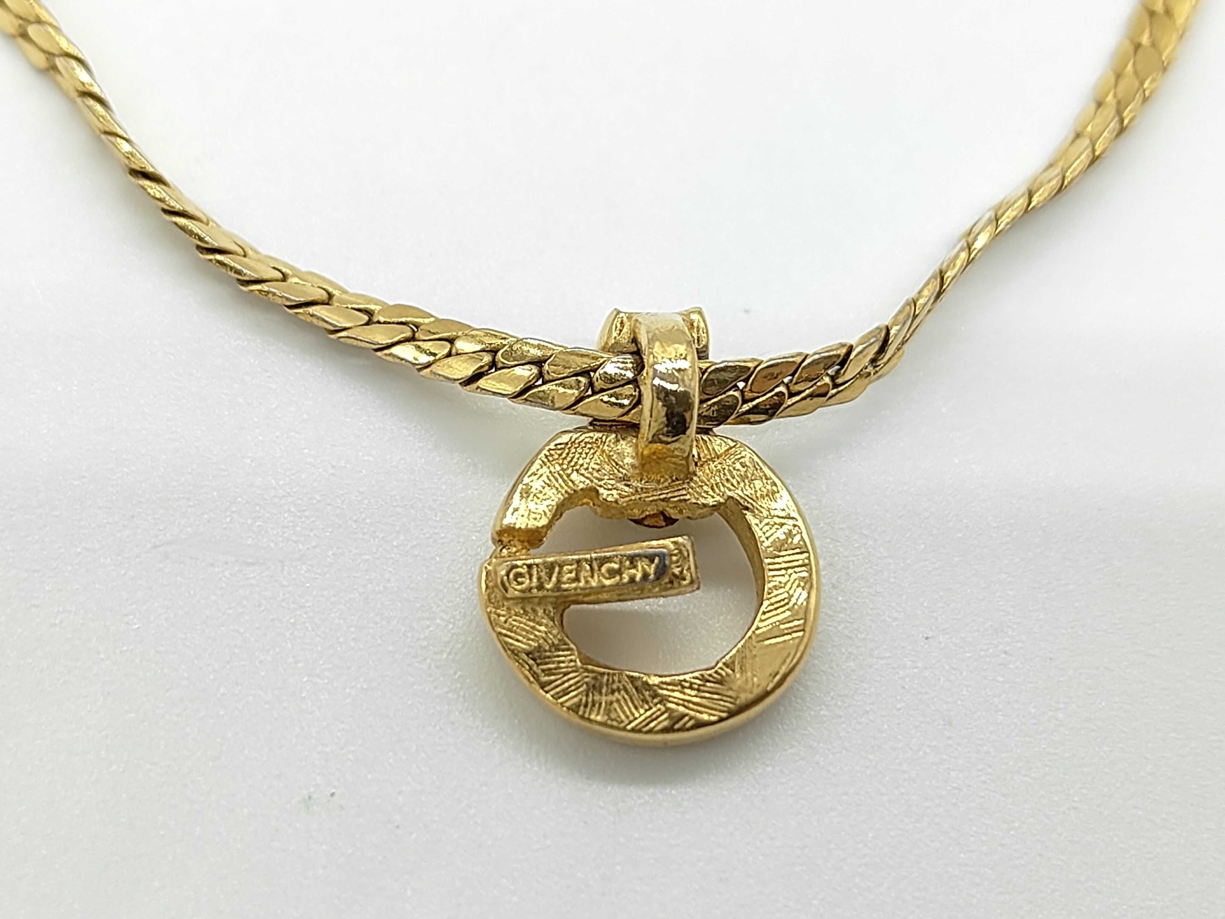 G-logo rhinestone flat snake chain herringbone chain gold necklace — view 2