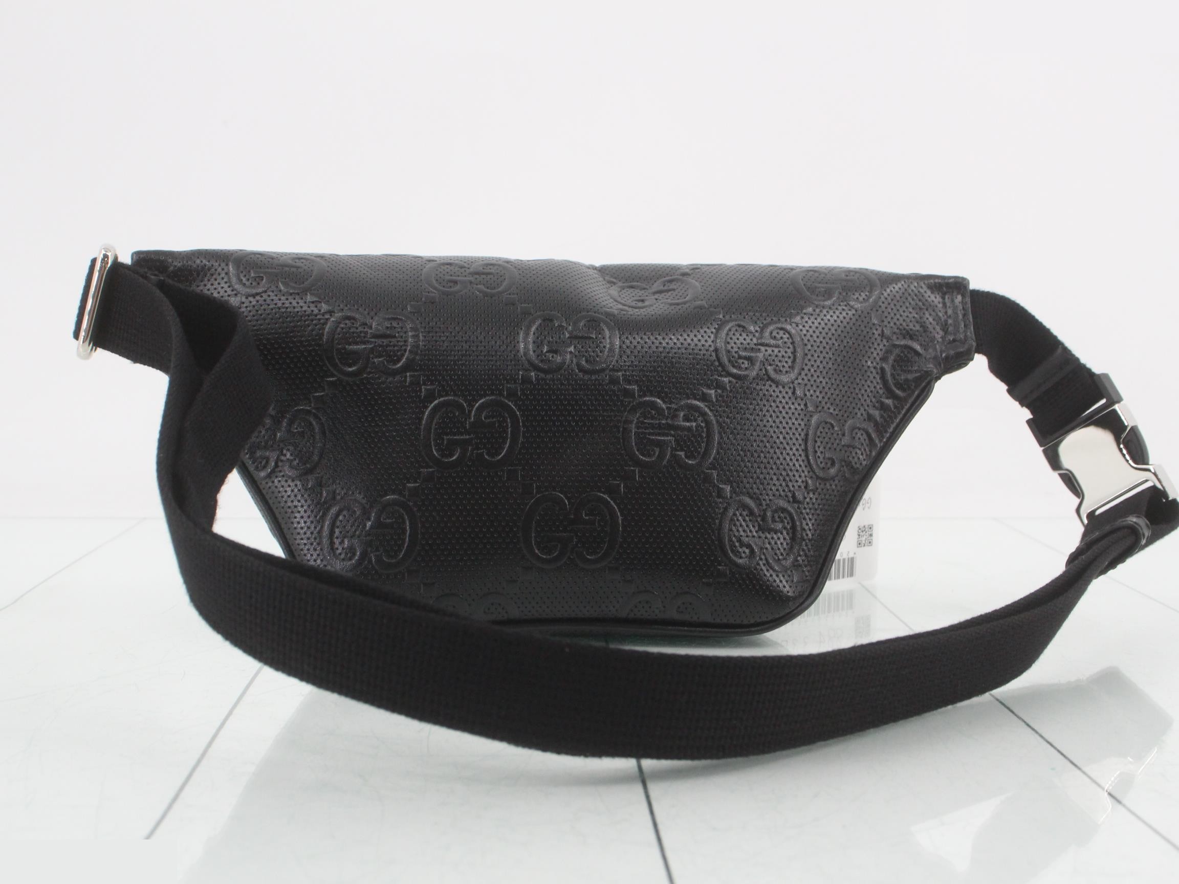GG Embossed Mini Belt Bag, Embossed Black, Silver Hardware, 29 x 15 x 5 cm — view 2