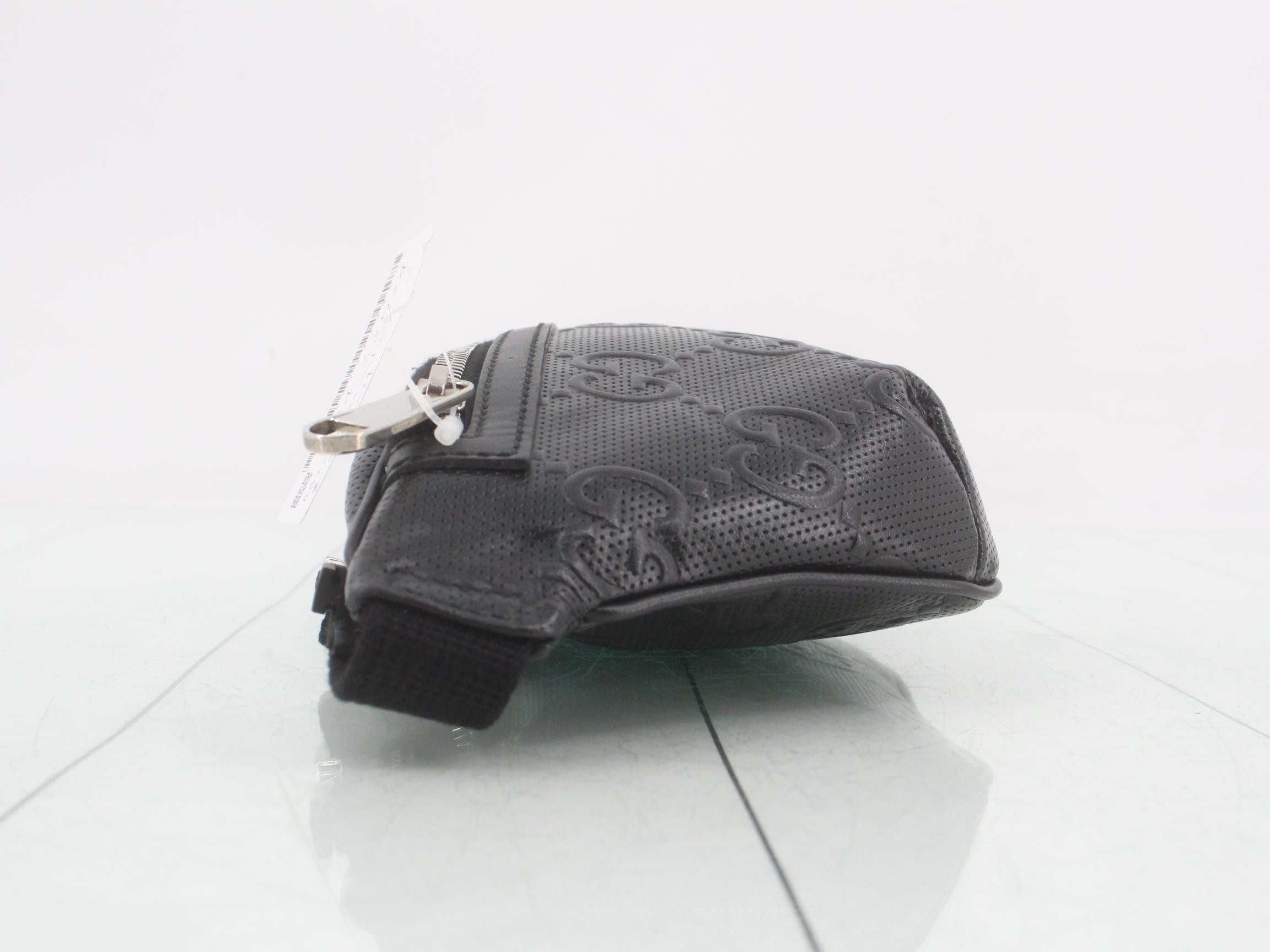 GG Embossed Mini Belt Bag, Embossed Black, Silver Hardware, 29 x 15 x 5 cm — view 4