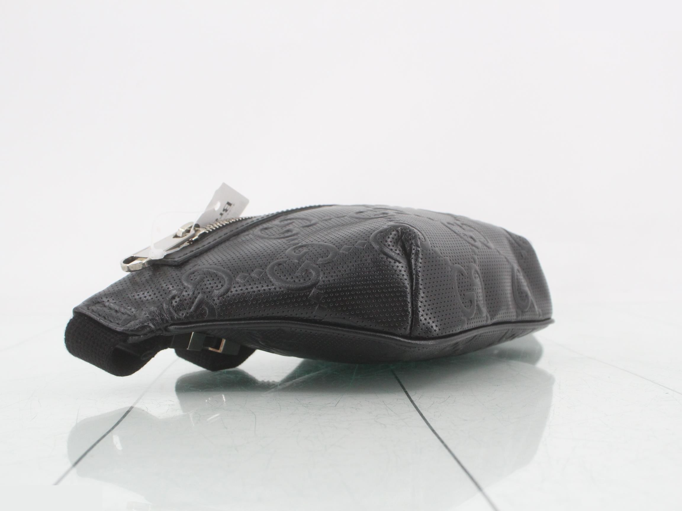 GG Embossed Mini Belt Bag, Embossed Black, Silver Hardware, 29 x 15 x 5 cm — view 5