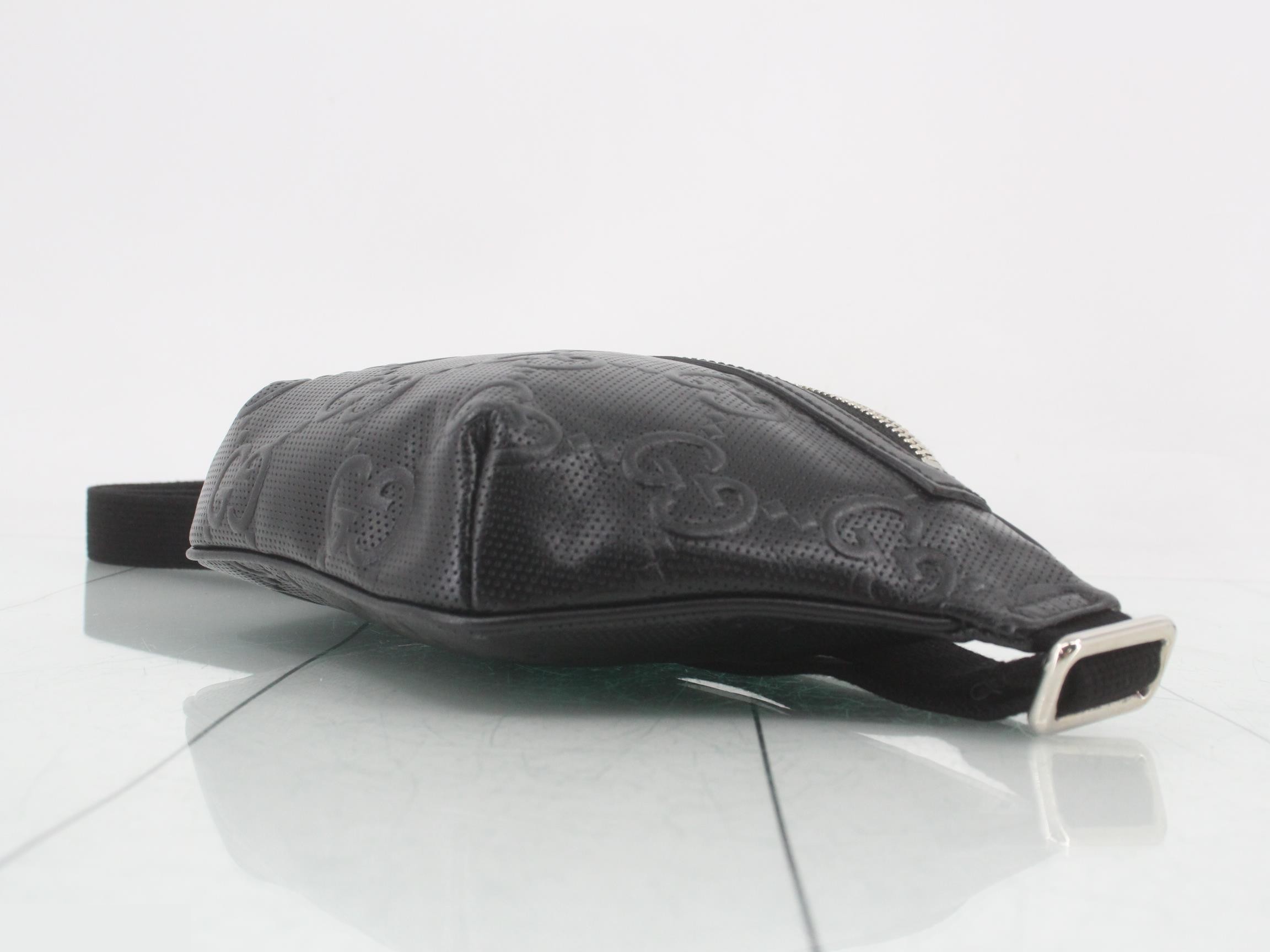 GG Embossed Mini Belt Bag, Embossed Black, Silver Hardware, 29 x 15 x 5 cm — view 6