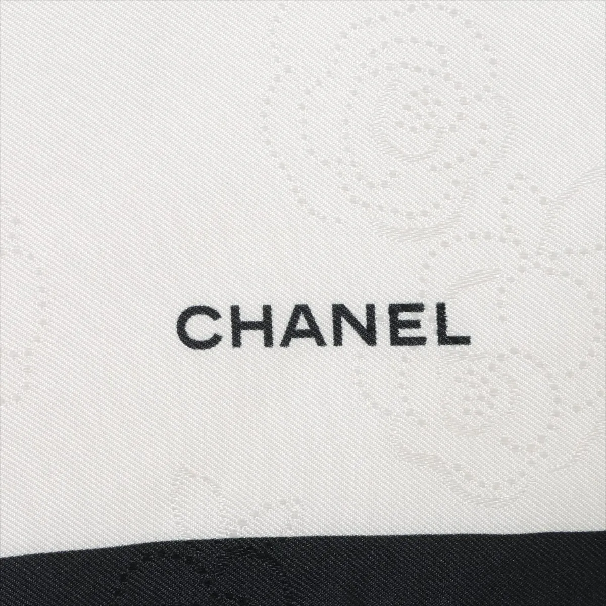 Camellia Scarf, Silk, White x Black. Shows signs of wear, — view 6