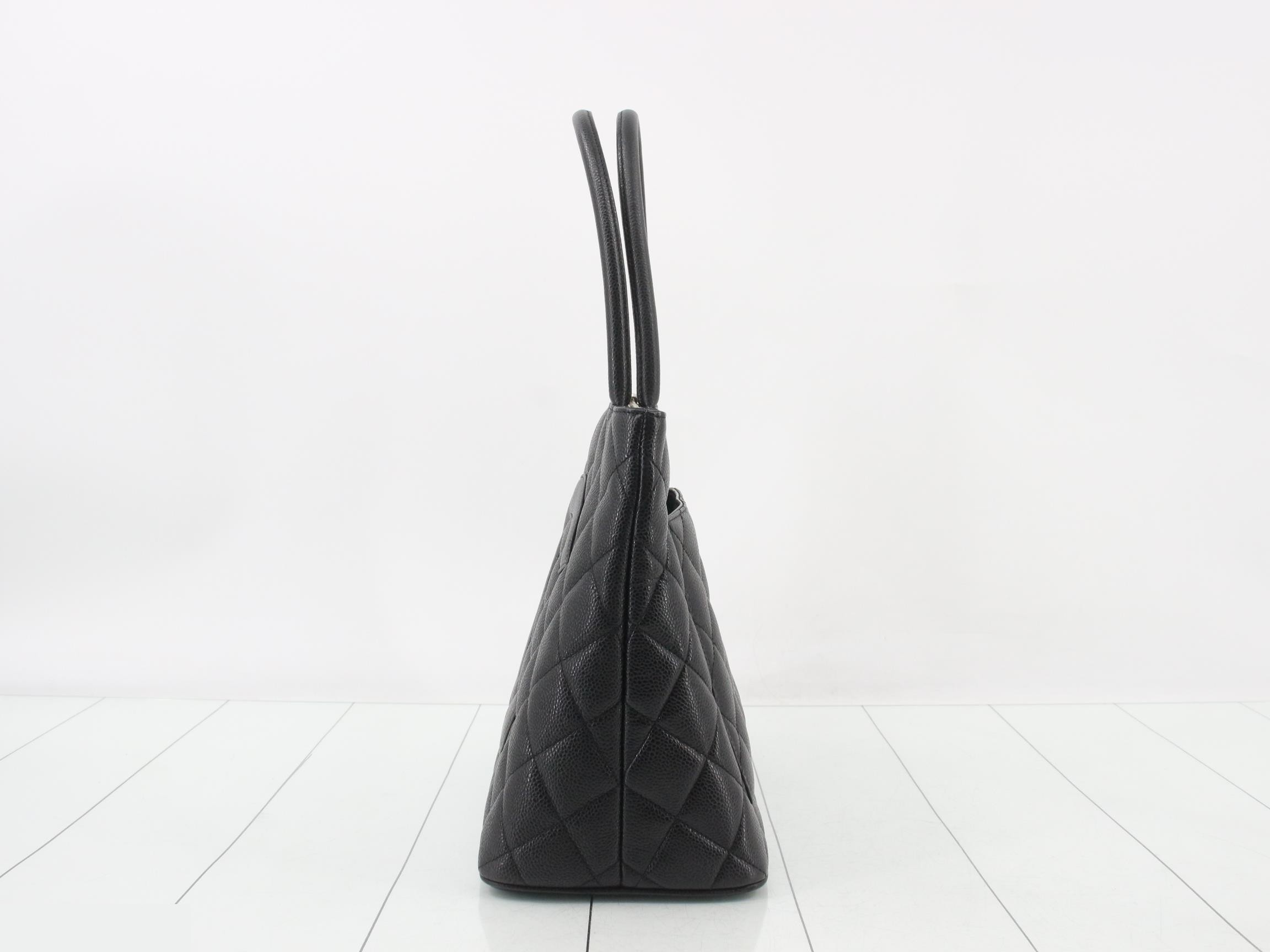 Caviar skin reissue tote bag with silver hardware — view 3