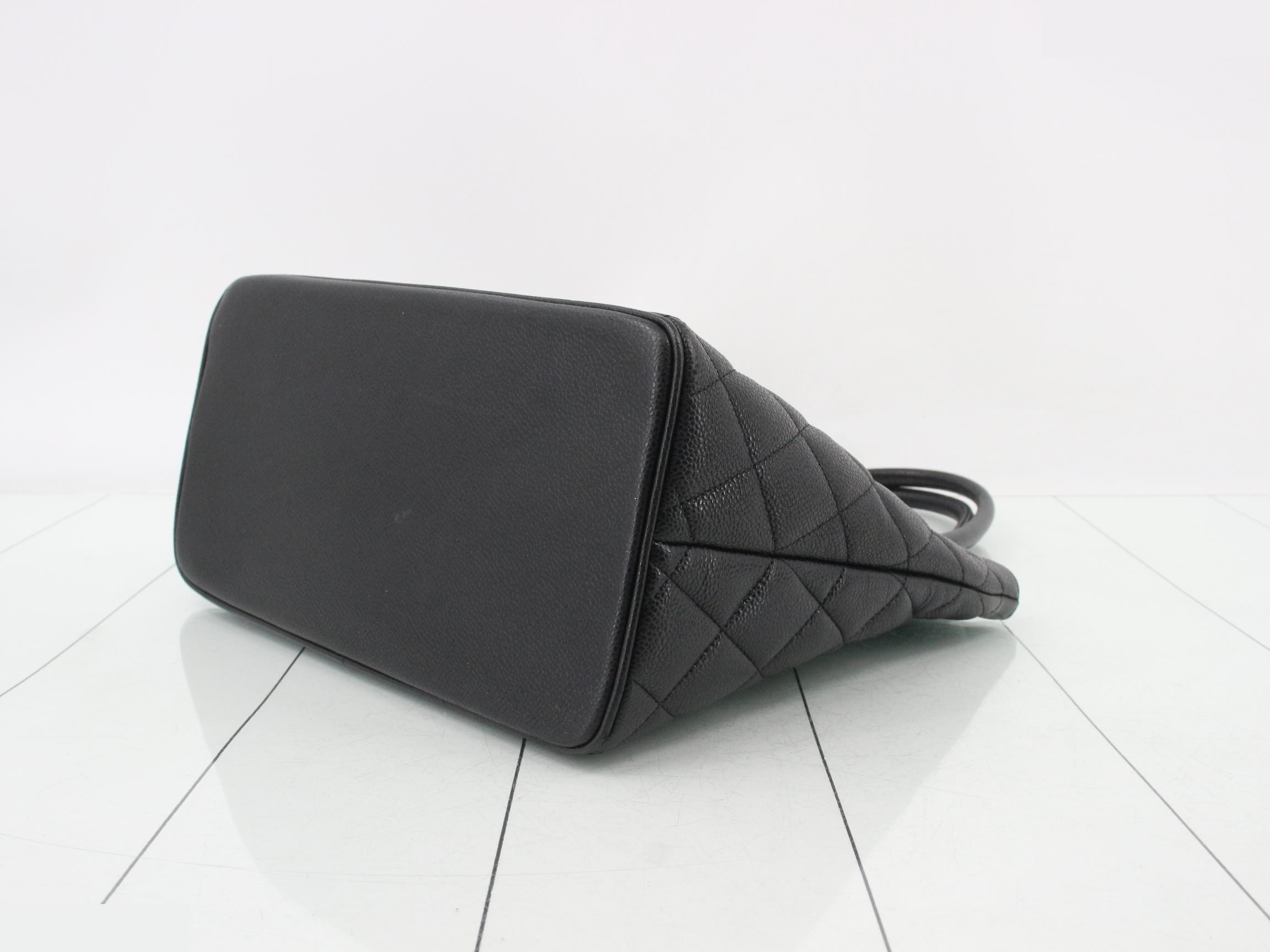 Caviar skin reissue tote bag with silver hardware — view 6